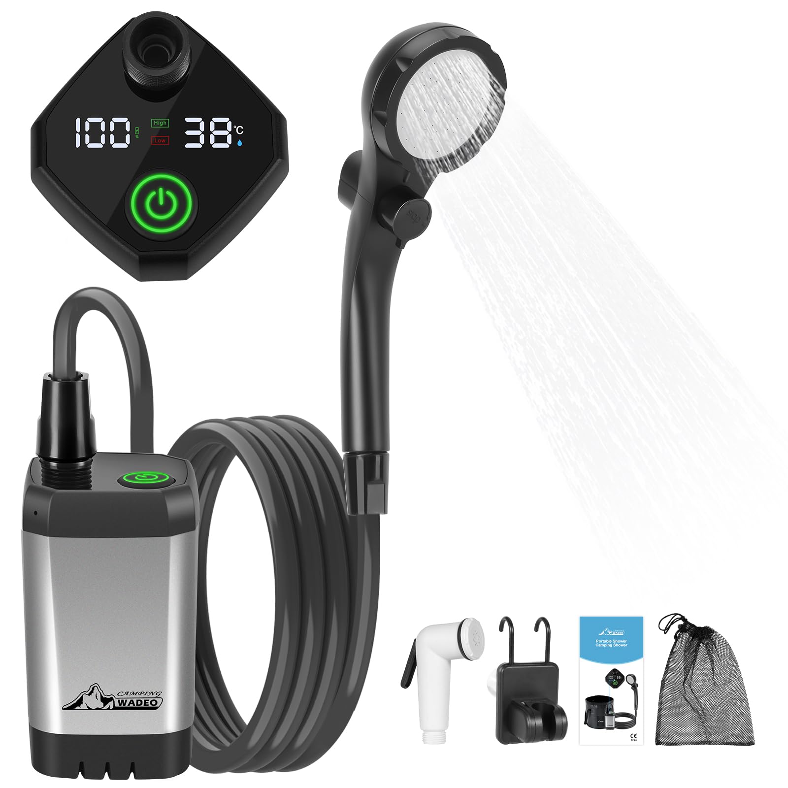 Amazon.com : WADEO Portable Shower for Camping, 6000mAh Outdoor ...