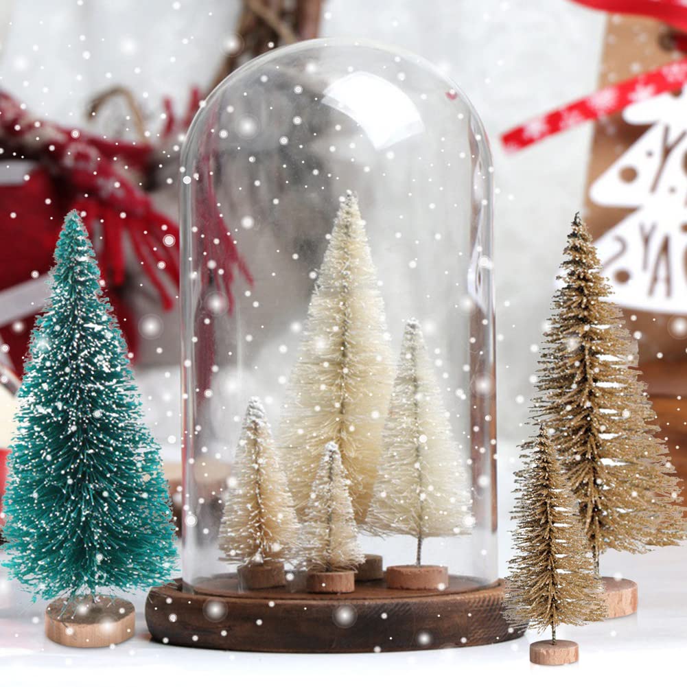 8 Stück Mini-Weihnachtsbäume | Künstliche Sisal-Bäume Mit Holzsockel | Tischdeko Für Weihnachten