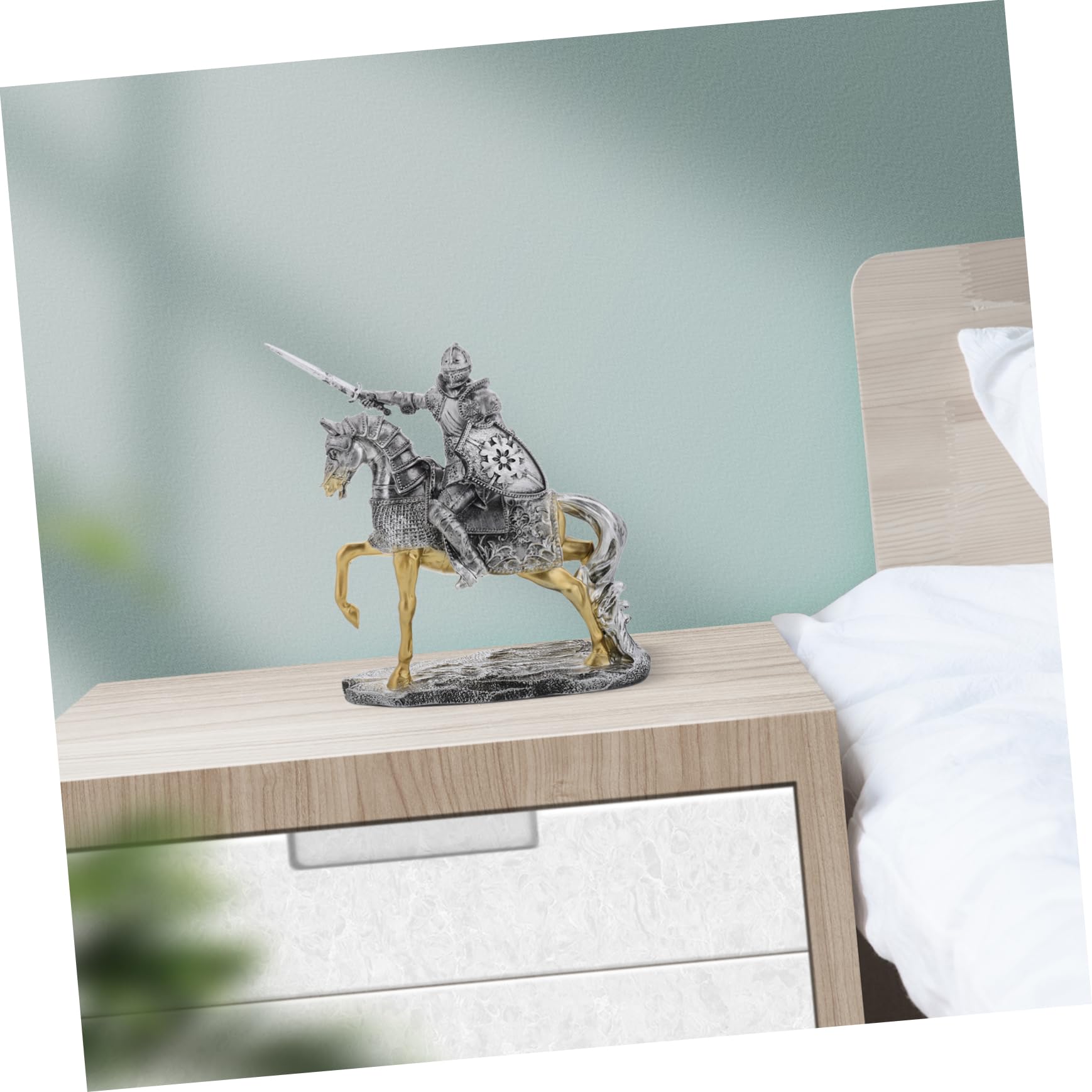 Abaodam Statue Miniature de Chevalier en Résine Argentée, Modèle Rétro