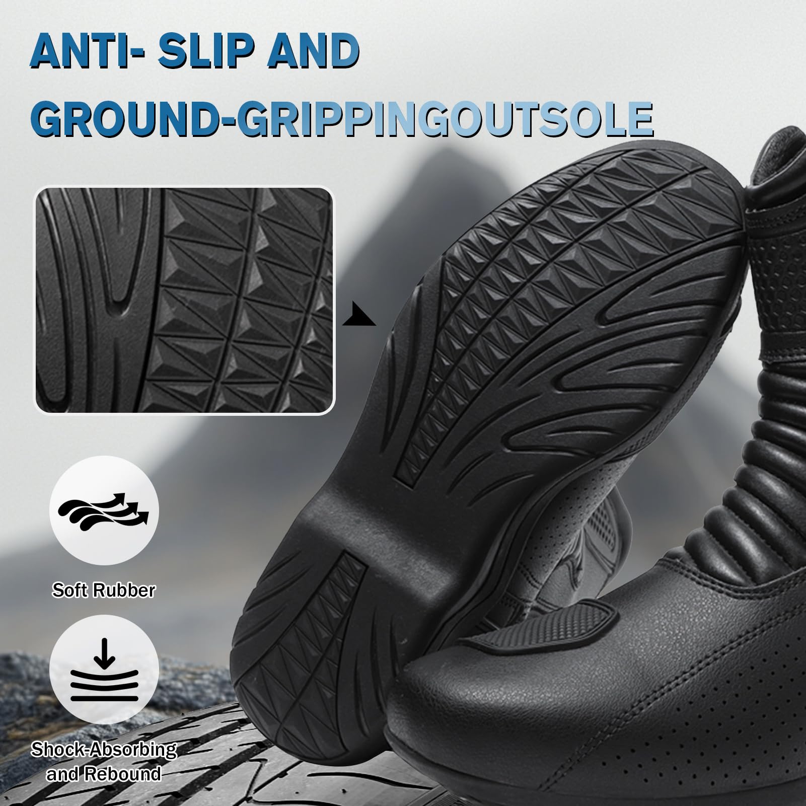 Chaussures De Moto Pour Homme Et Femme, Bottes De Souliers Motard En Cuir Respirant Avec Maintien De La Cheville, Semelles Antidérapantes Hydrofuges