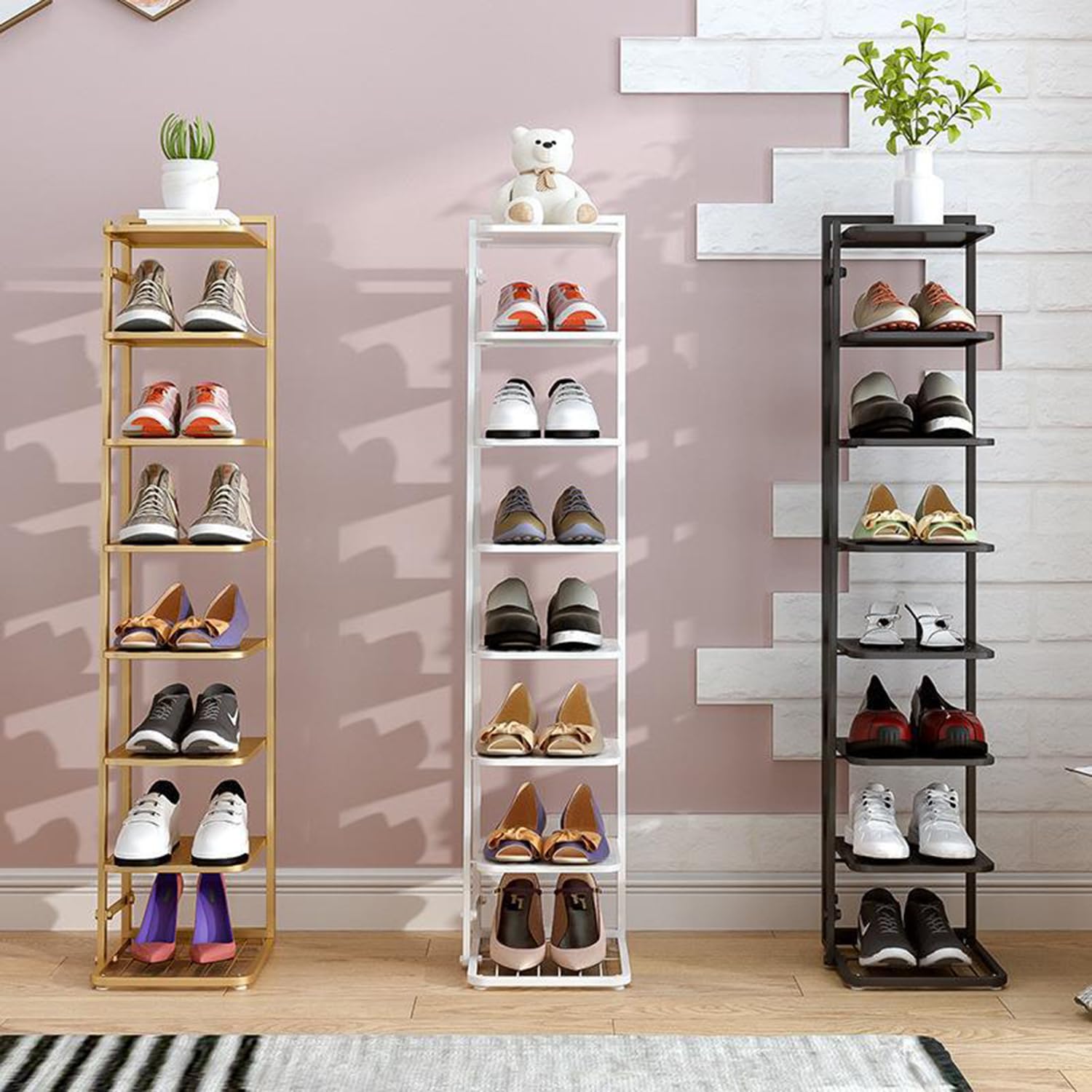Scarpiera alta a 5-10 strati, salvaspazio, per soggiorno, camera da letto, armadio e ingresso, versatile torre di scarpe bianca per soluzioni di archiviazione efficienti
