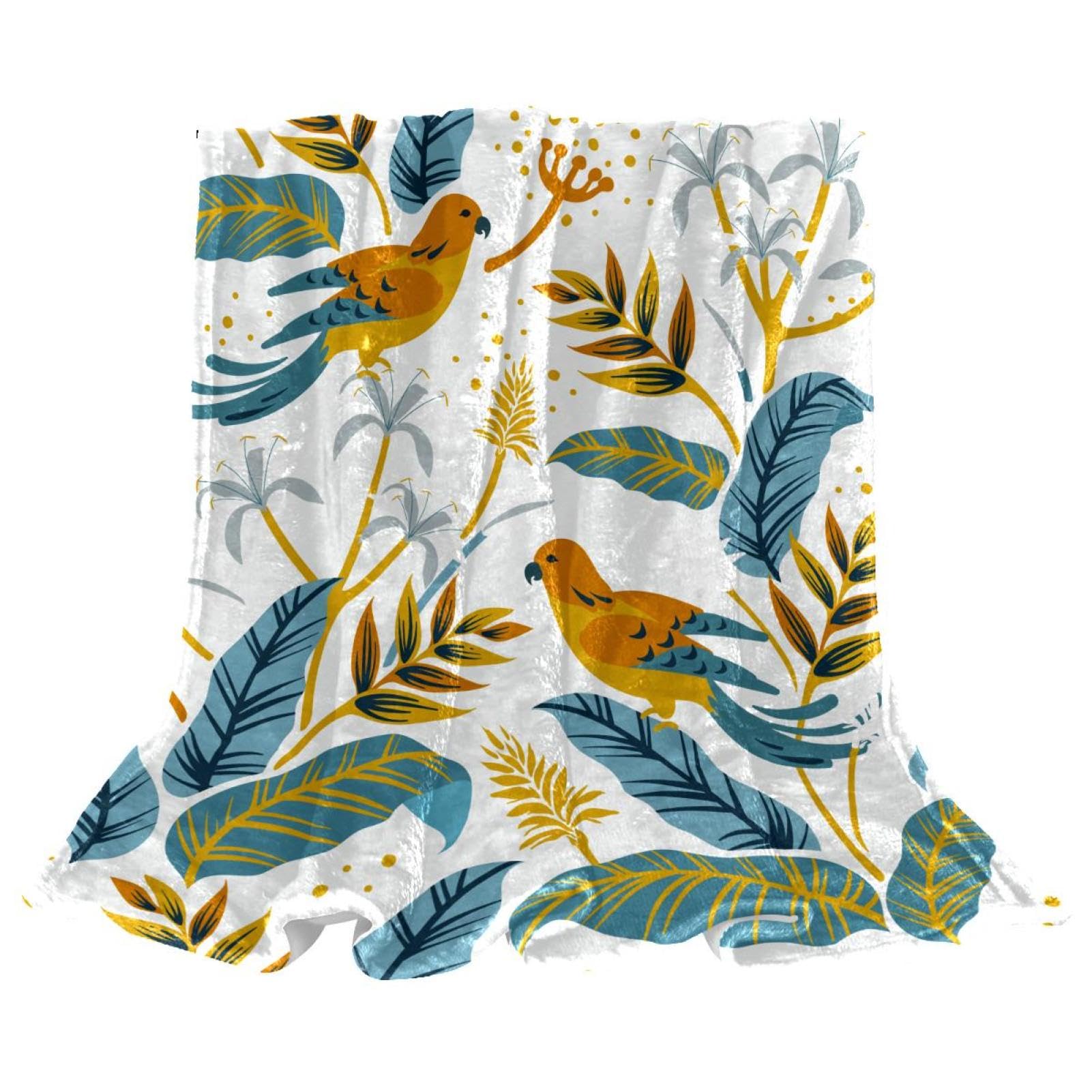 Couverture polaire oiseau 150x100cm plaid chaud et doux pour lit et canapé salon