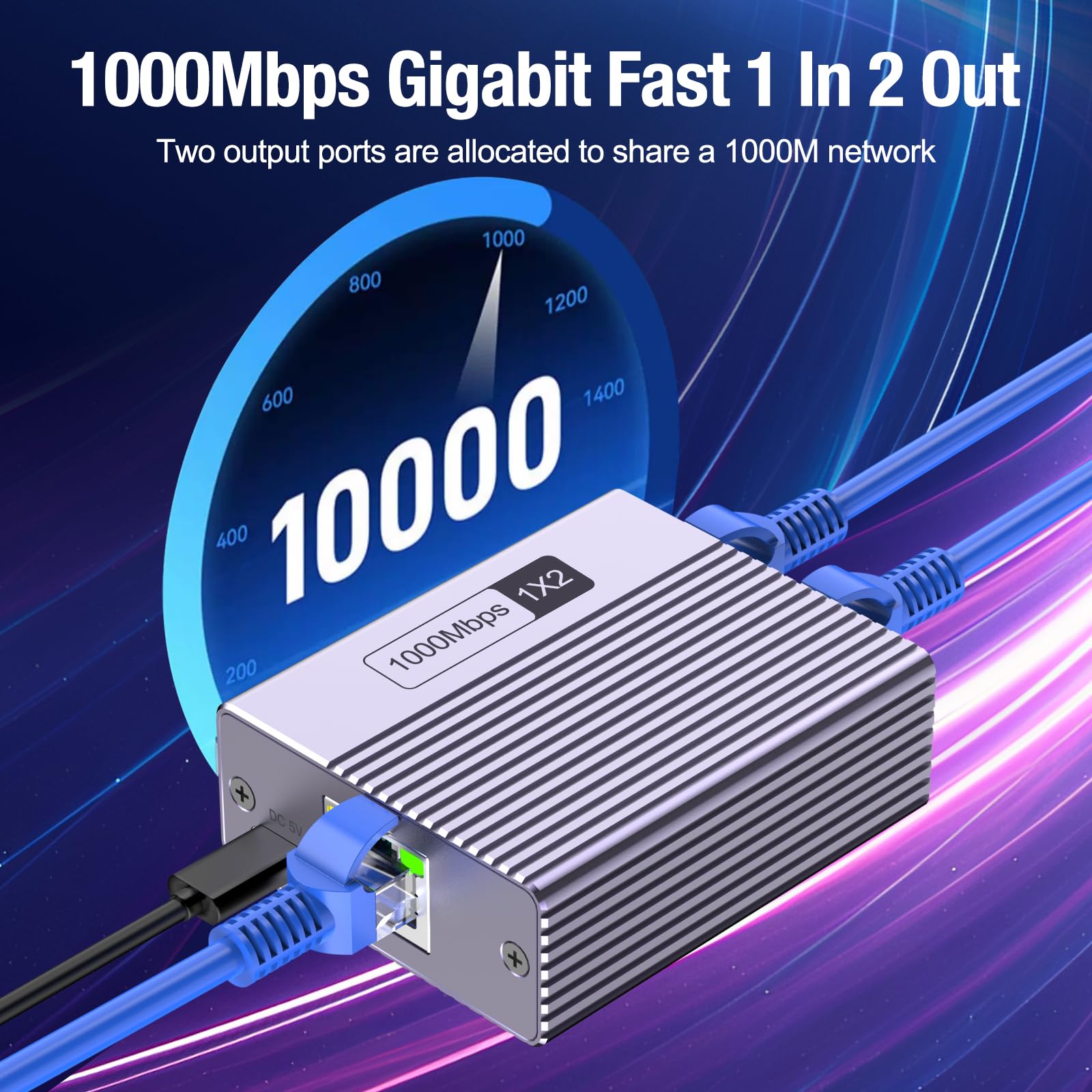 Switch Ethernet 2 Ports Gigabit – Compact, Alimentation USB-C, Plug & Play