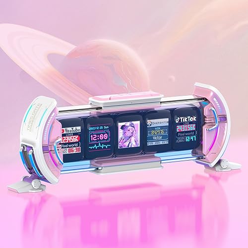 Divoom Times Gate WiFi Pixel Art Display - RGB LED Smart Digital Clock with App Control for Game Room, Office Decoration, High Resolution Colour Screen, Customisable Pixel Art, Pink - Pink