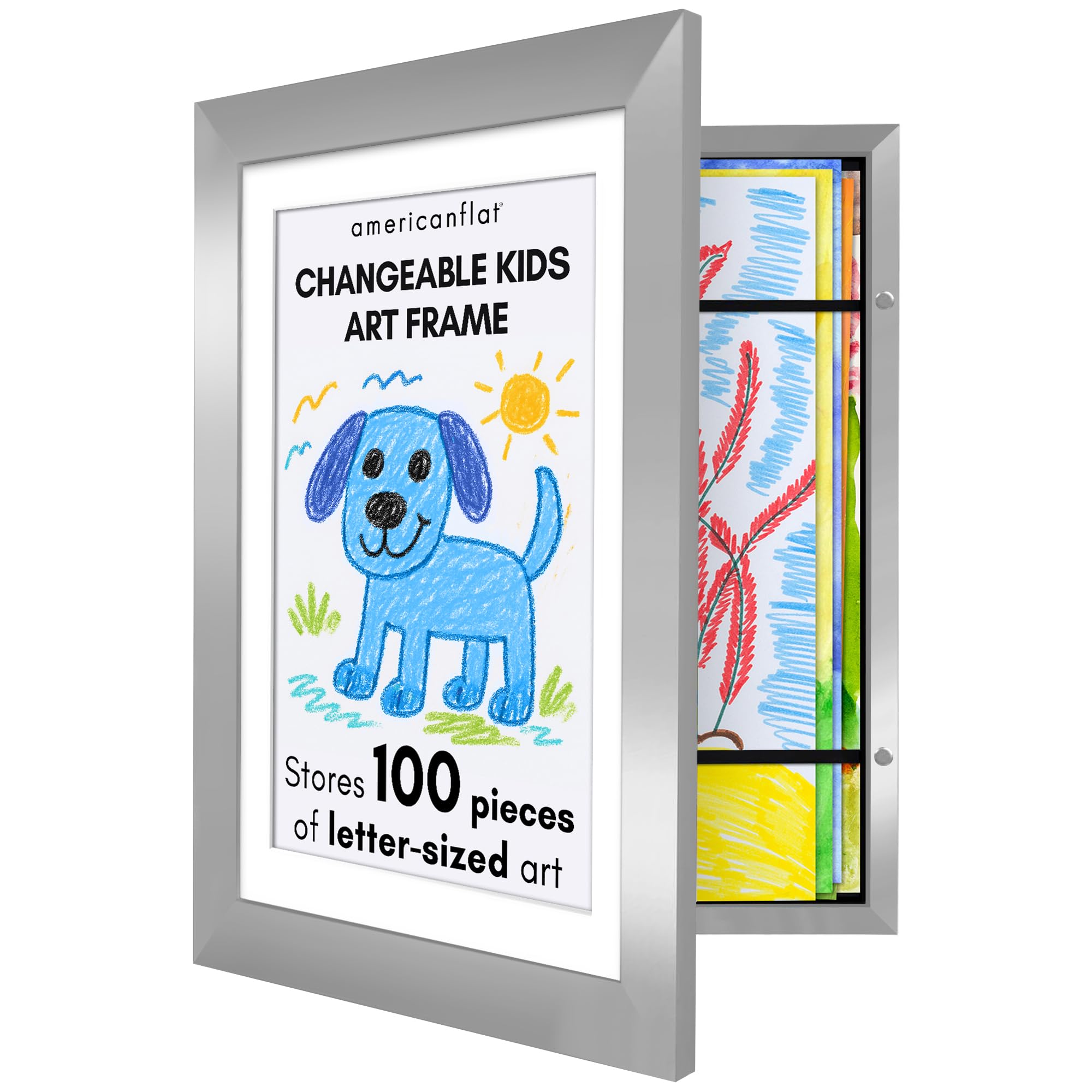 Americanflat 8.5x11 Changeable Kids Art Frame - Silver