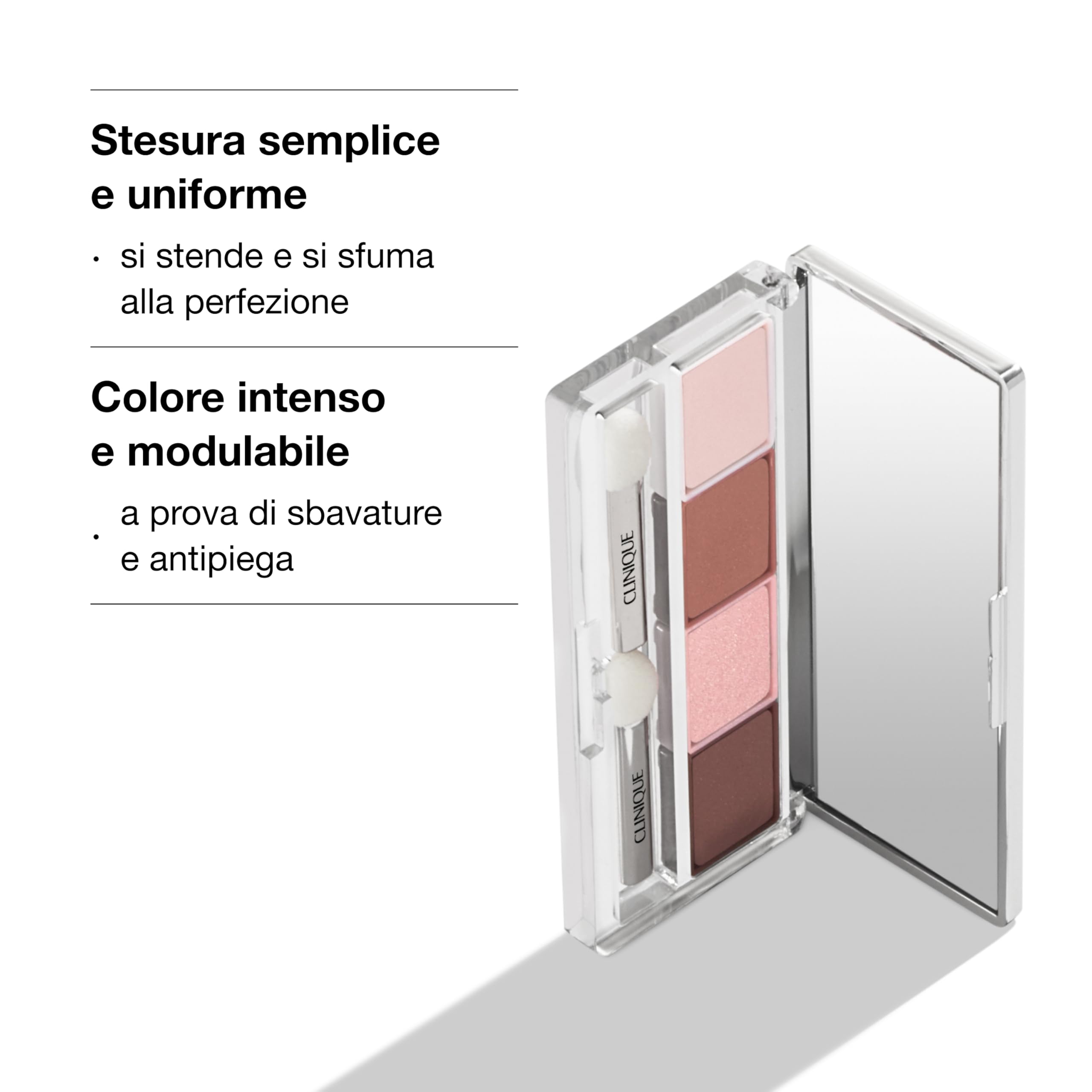 Clinique All About Shadow Eye Shadow Quad ombretto quattro tonalità | Lunga tenuta, anti-sbavature e anti-sbiadimento, sicuro per gli occhi sensibili