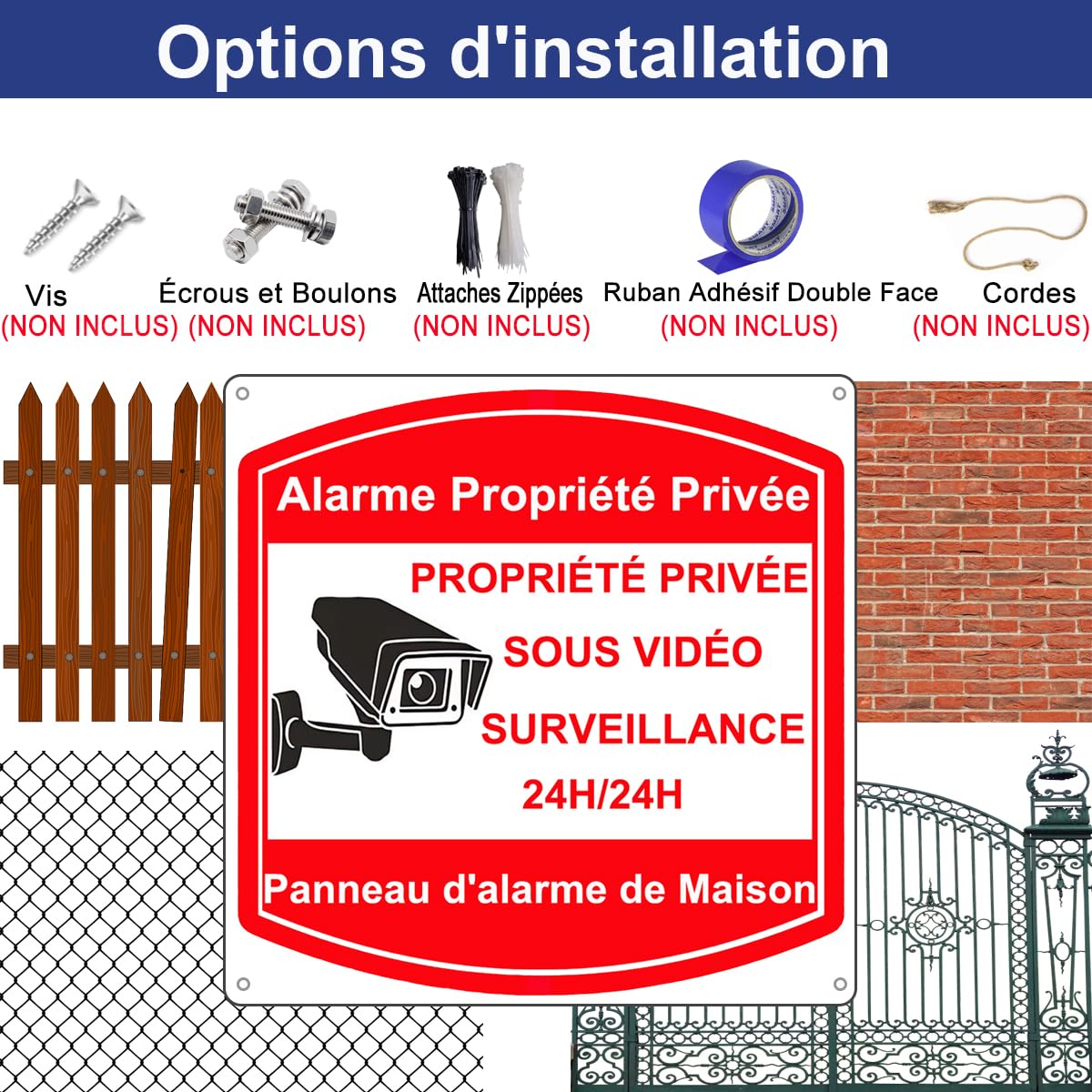 E-HORDE - Panel De Vigilancia De Vídeo De Aluminio Reflectante 30