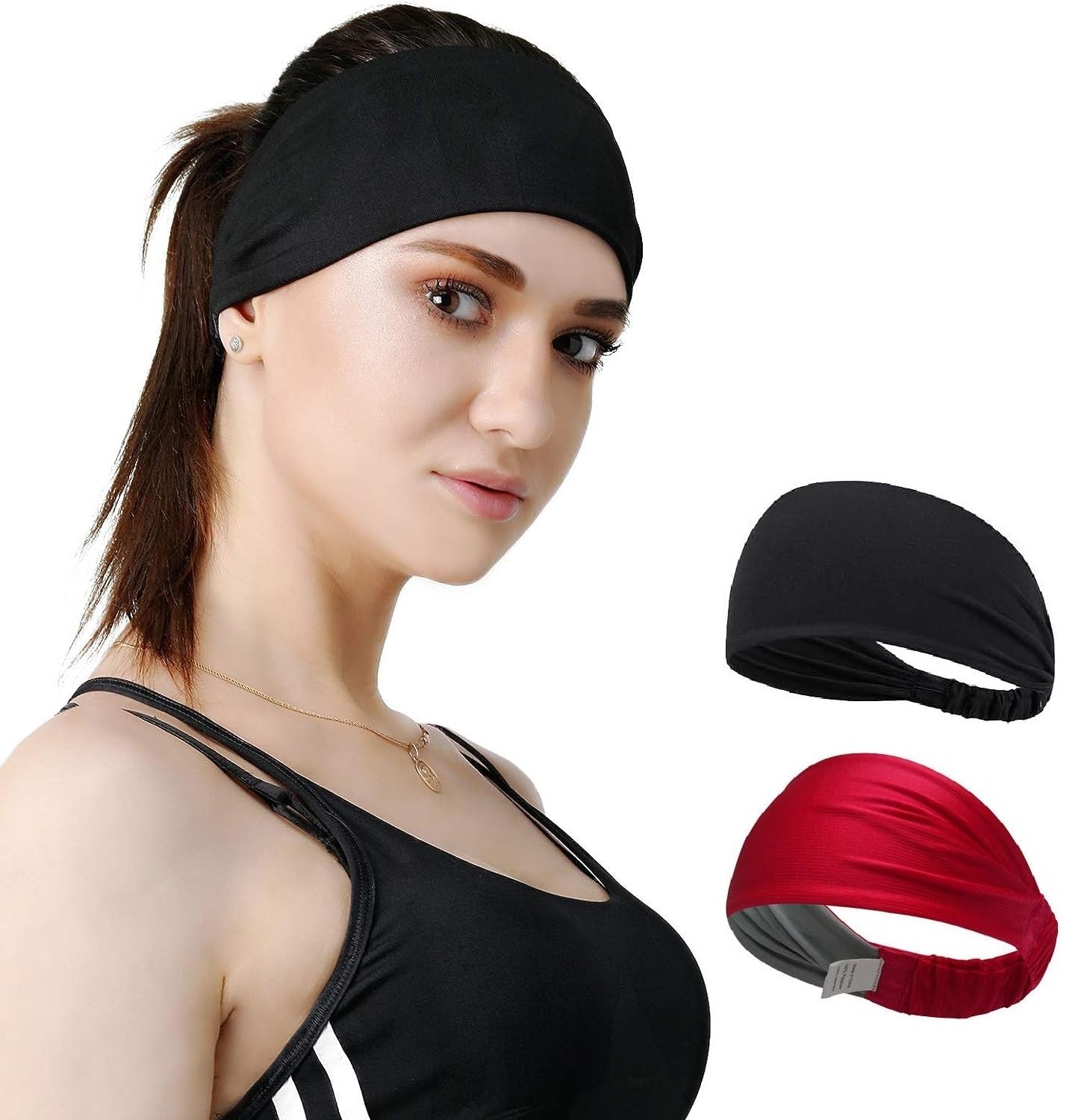 BISMAADH Women's Yoga Sport Athletic Headband Sweatband for Running Sports Travel Fitness Elastic Wicking Style Bandana Basketball Headbands Headscarf fits All Men & Women