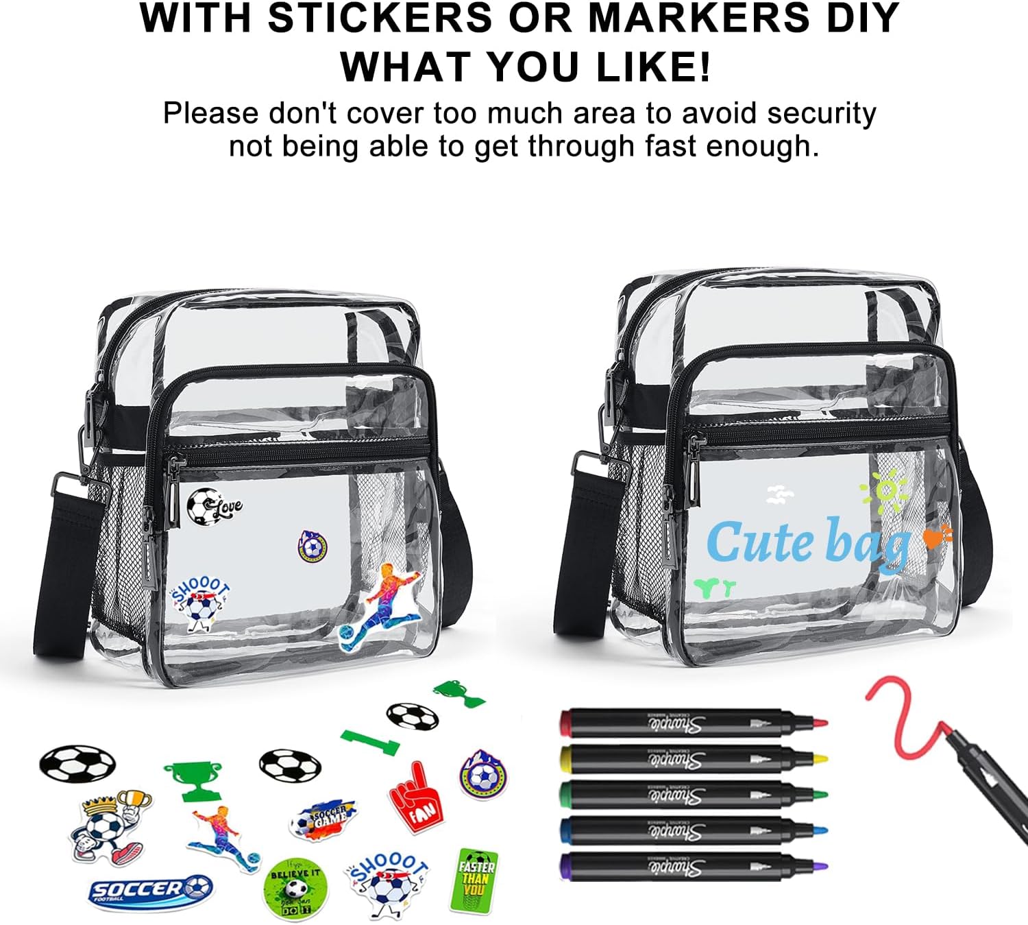 Clear Bag for Stadium Events 12x6x12 Clear Purse with 3-Zipper Pockets Crossbody Handbag Tote for Concerts Sports - Image 6