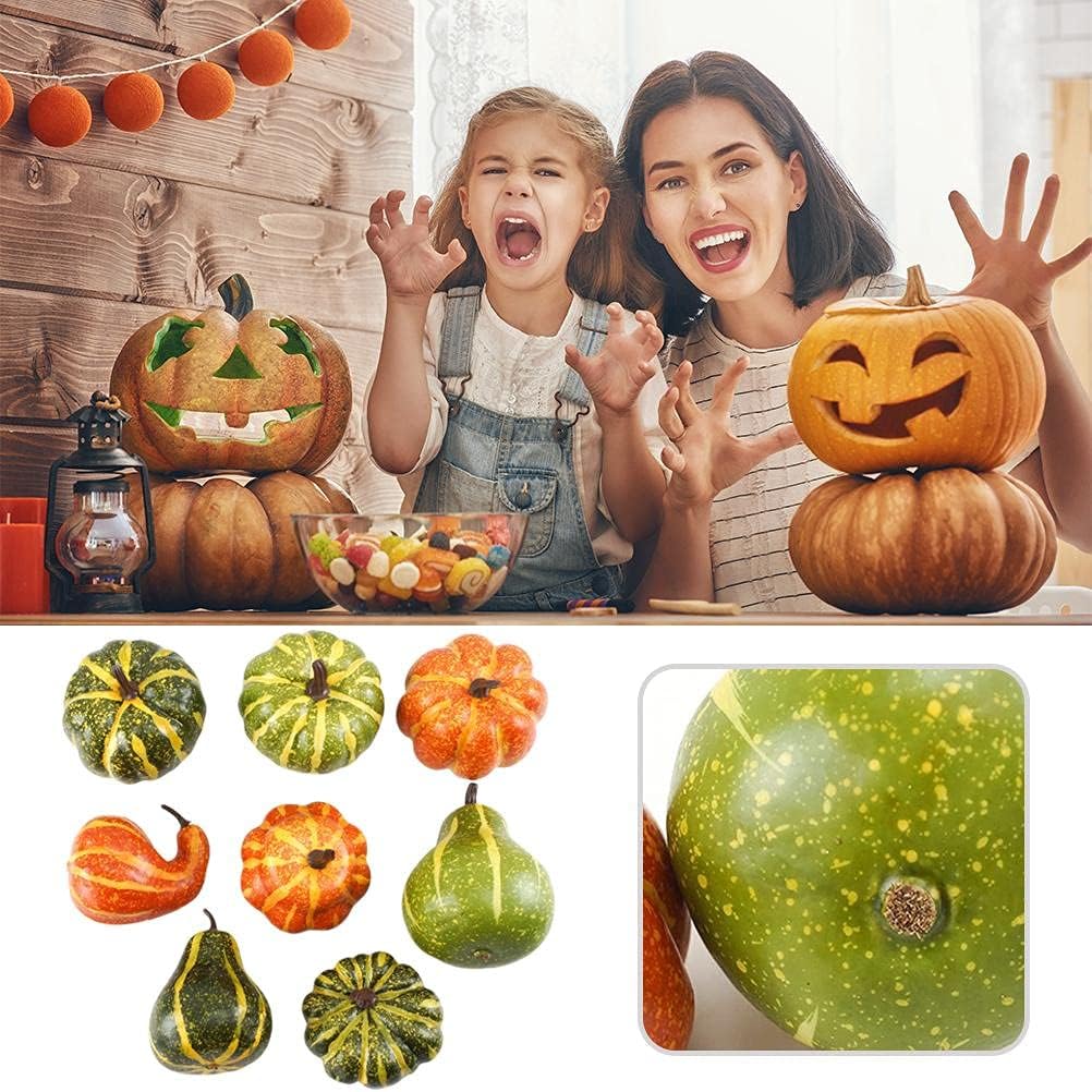 8PCS Halloween Simulation Pumpkins Artificial Foam Pumpkin for Halloween Decoration