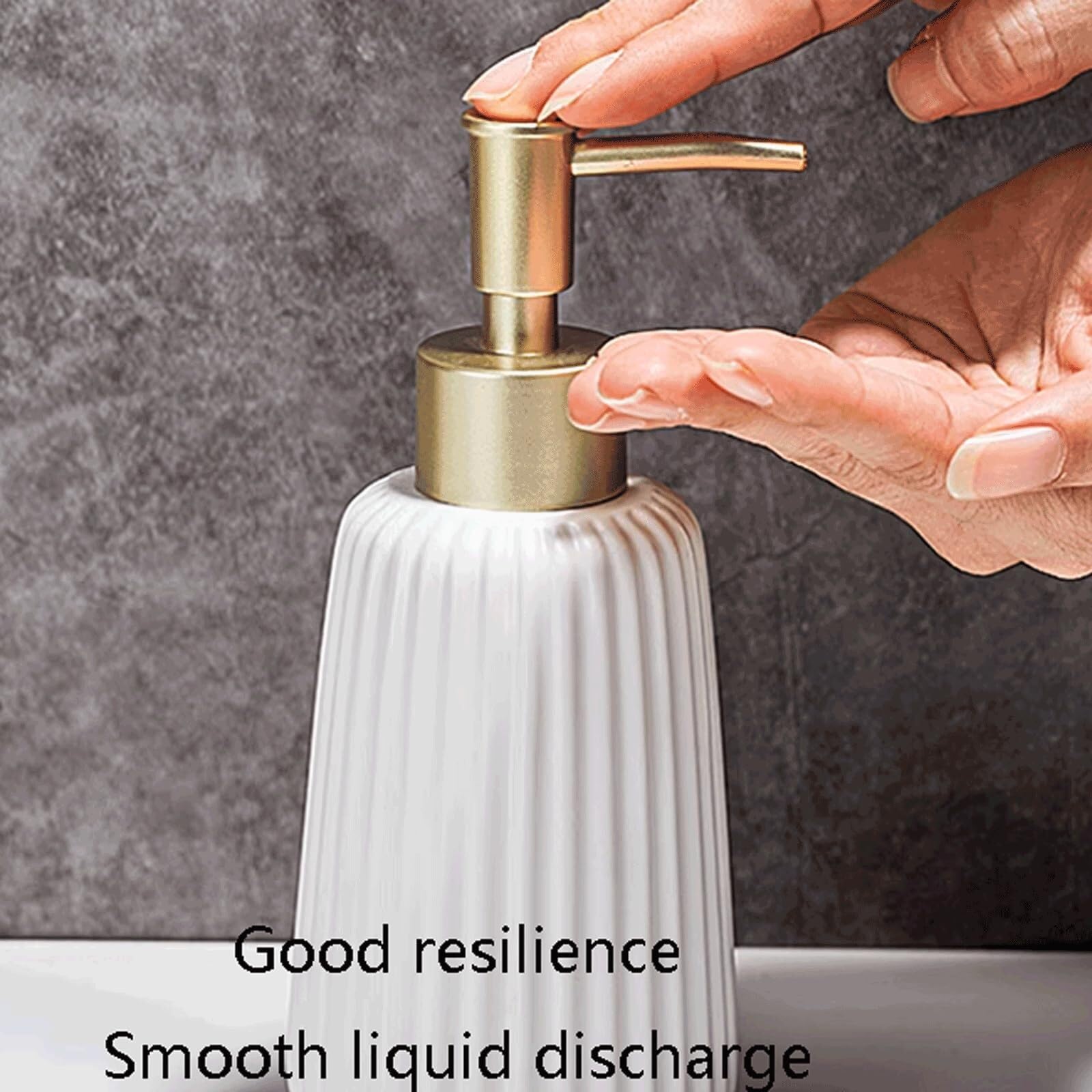 Seifenspender Spülmittelspender Seifenspender Aus Keramik, Manuelle Flüssigkeitspumpe, Flasche, Spender Für Die Arbeitsplatte Leere Pumpflasche(White)