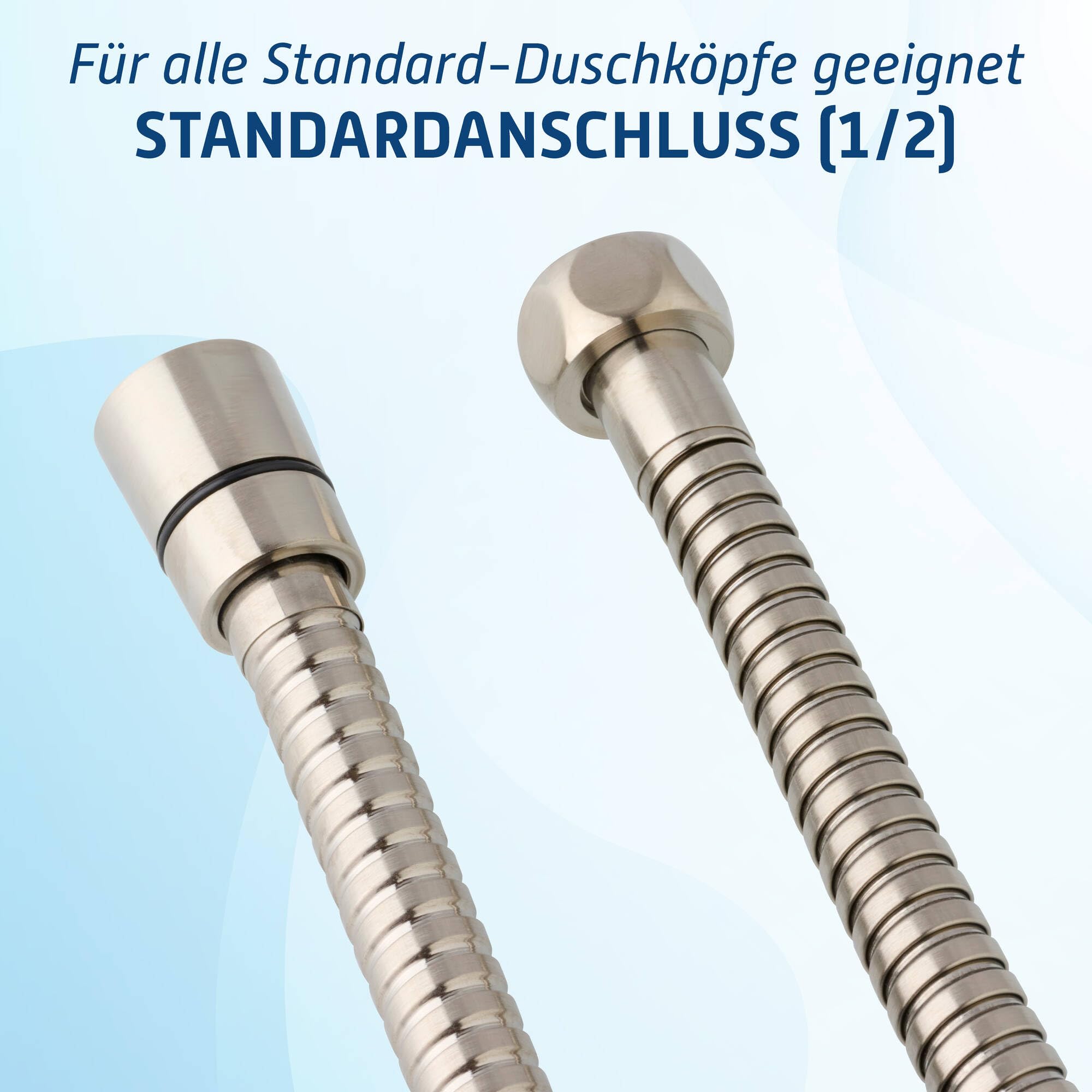 Ben MSL Duschschlauch - Flexibler Brauseschlauch - Edelstahloptik - Luxuriöses Aussehen - Nickel Gebürstet - 125 cm - Duscharmatur - Dusche - Schlauch