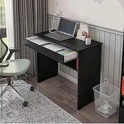 Mesa de Escritório com 01 Gaveta para Notebook e Computador Vitória (Preto)