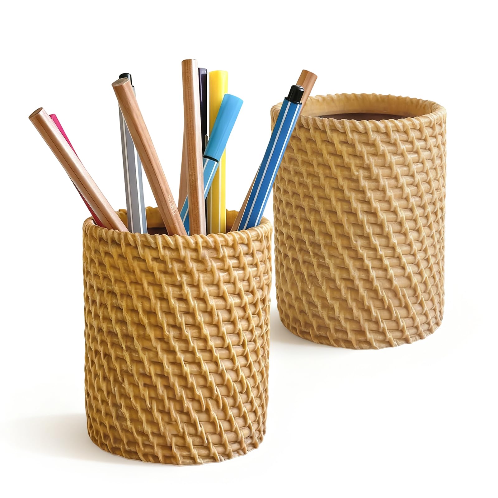 RFYTDCF 2 PCS Resin Pen Holders, Multifunctional Pencil Pots Handmade Pen Pots for Desk Resin Desktop Storage for Office Classroom Dressing Table