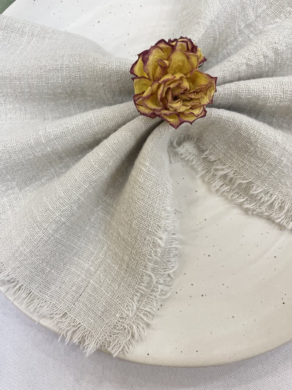 Cheesecloth Napkin Ivory Set of 6pcs 16.5x16.5 inches with Fringe Cotton Line Napkin Bulk for Wedding Birthday Baby Shower Dinner Decorations (6pcs Ivory) - Image 7