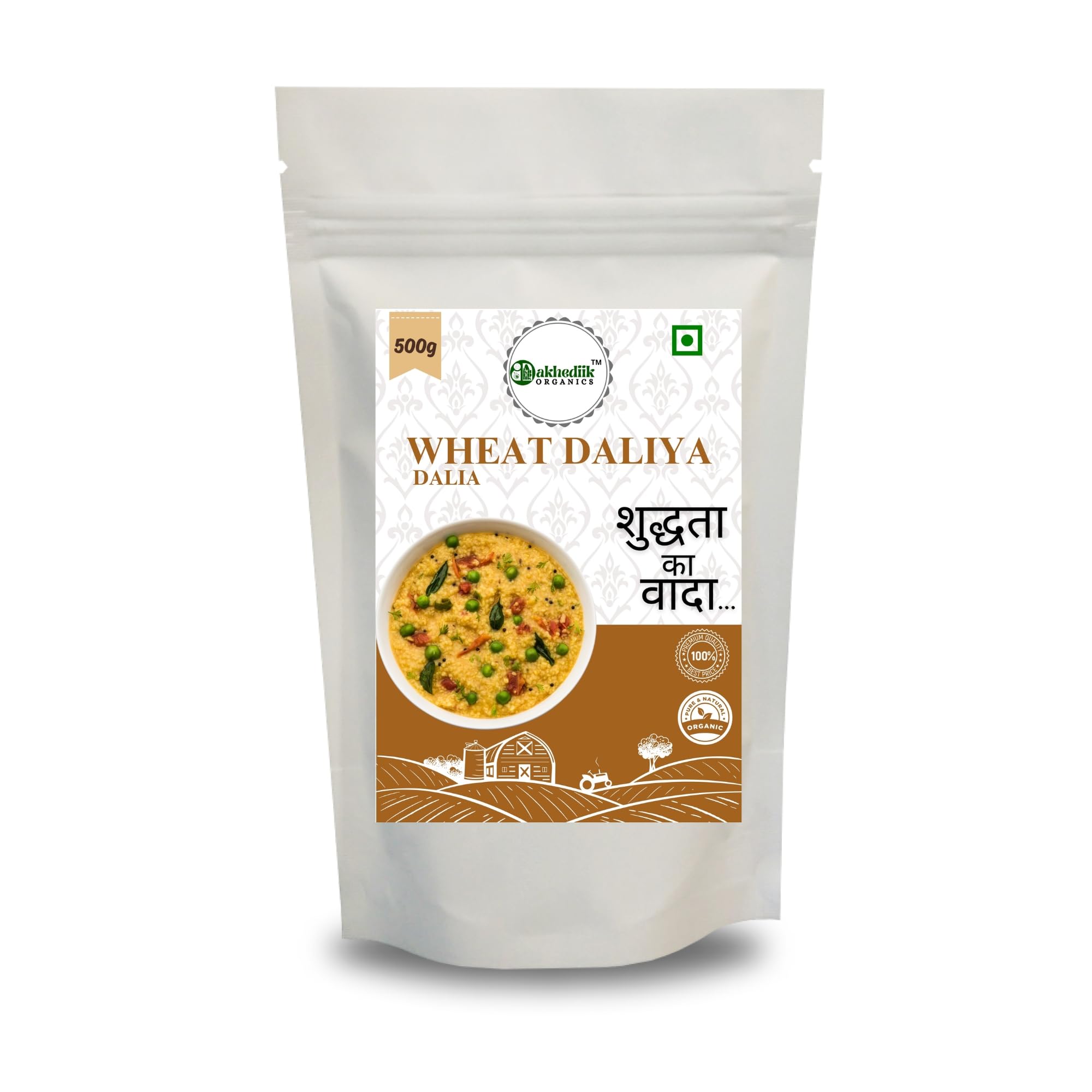 Akhediik� Organics Wheat Dalia - 500 g pack of 1 | Natural Fiber-Rich | Best for Healthy Lifestyle (B0D6R22B22) Amazon Price History, Amazon Price Tracker