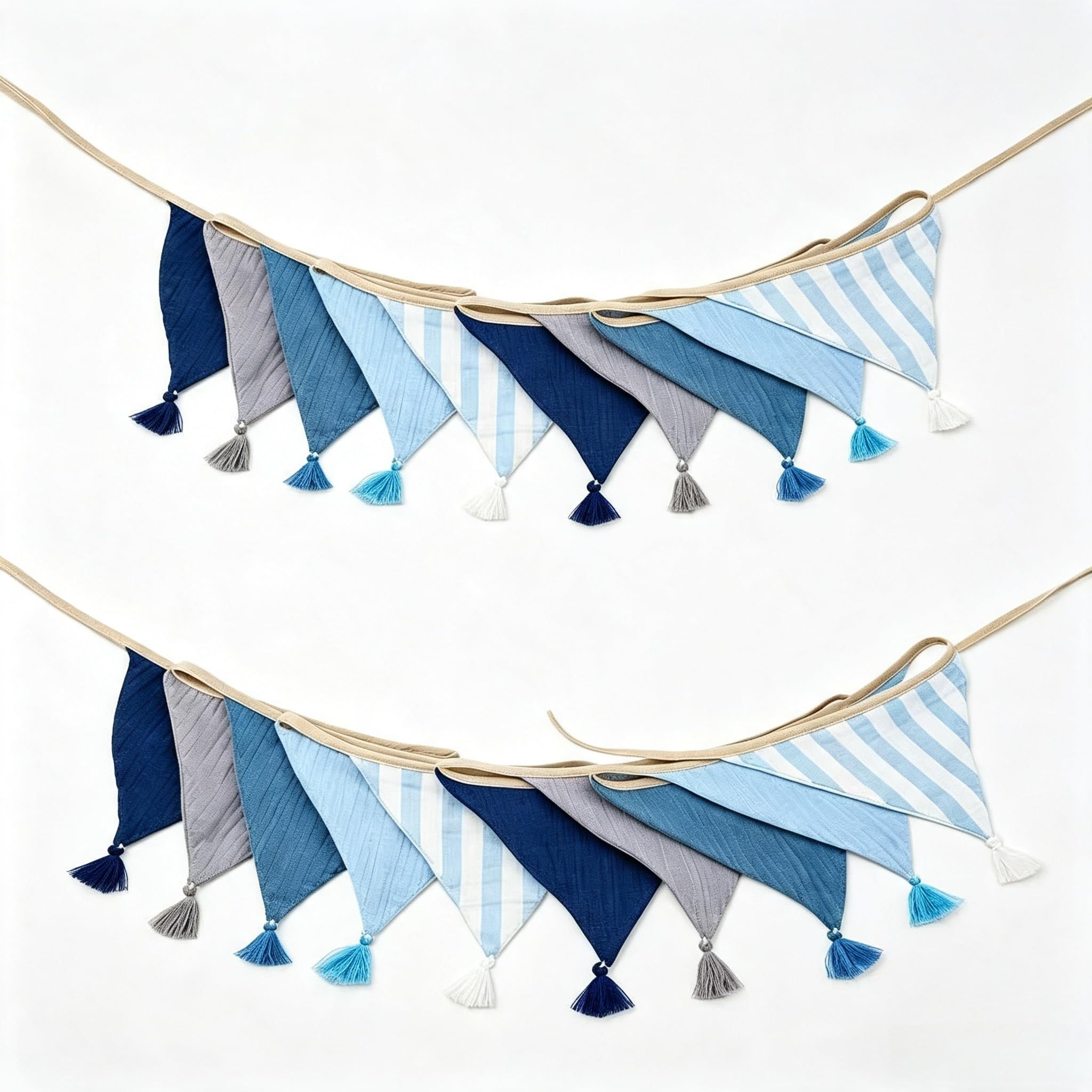 20 Pcs Fabric Bunting, Double Sided 5.2m Cotton Bunting, Triangle Garland Fabric Banner for Vintage Themed Garden Wedding Afternoon Tea Birthday Party Bedroon & Outdoor Decor