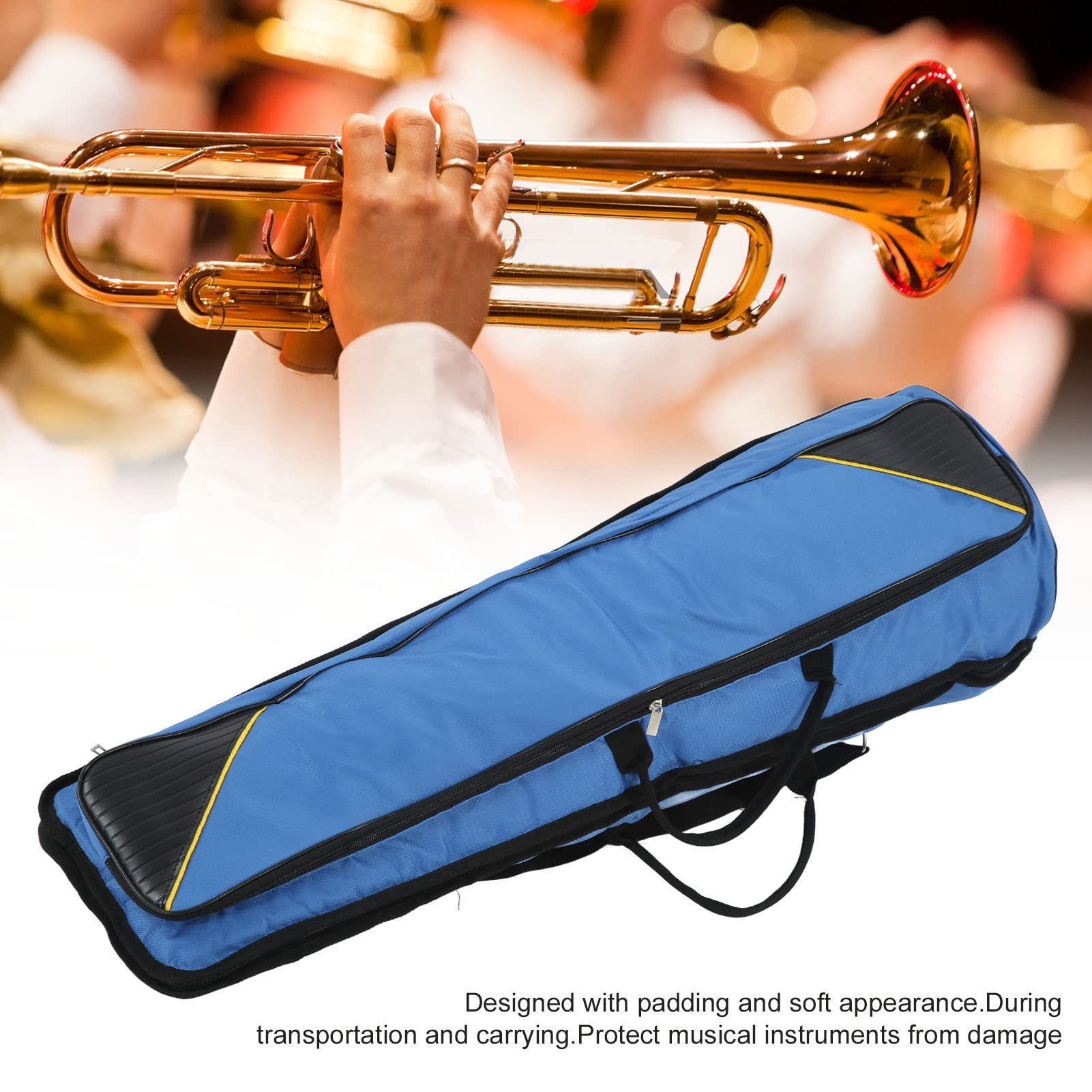 QANYEGN Trombone Bag, Oxford Cloth Trombone Shoulders Bag Handbag, Trombones Gig Carrying Backpack Case for Musical Instrument (Blue)