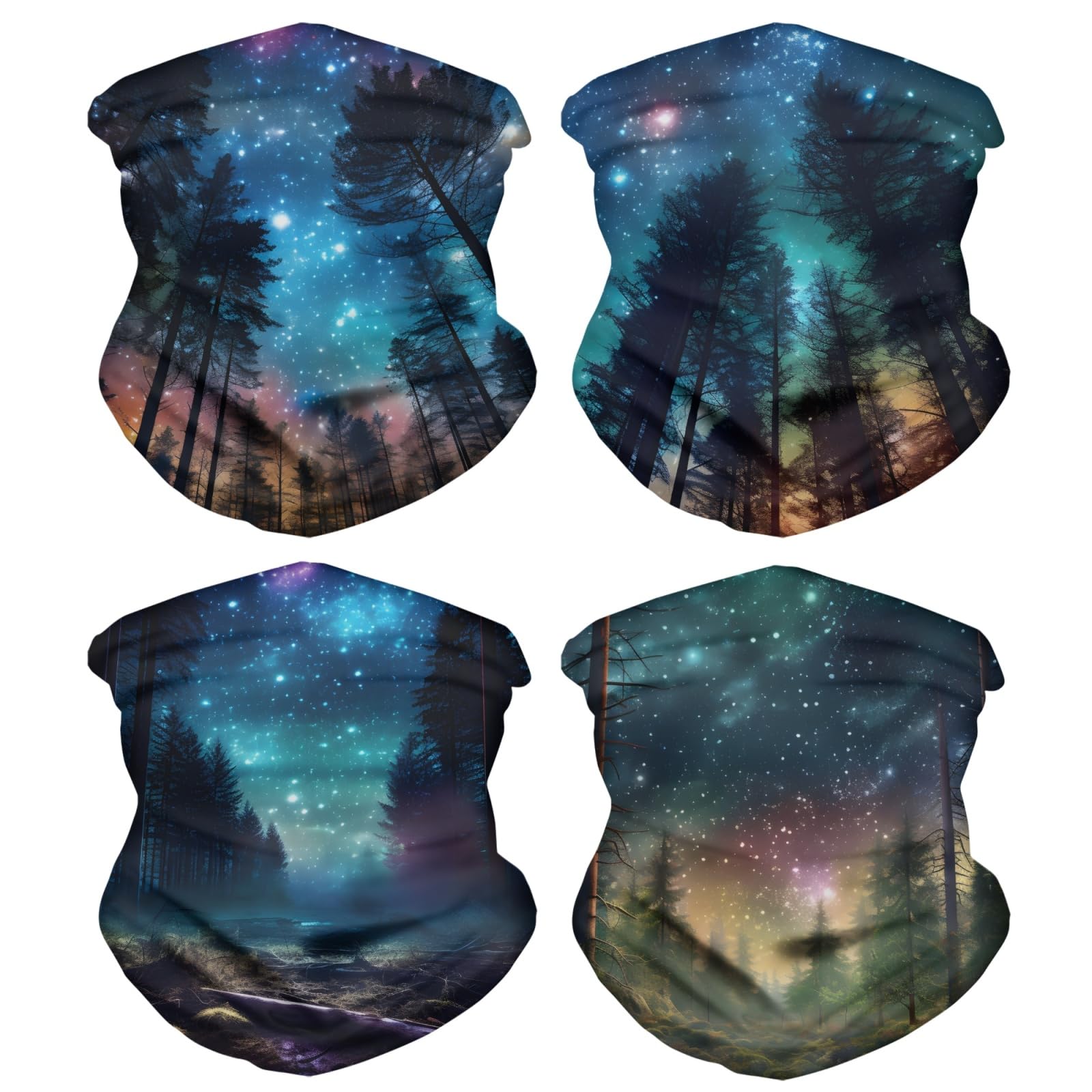 ArtistMixWay 4 Pack Viking Odin Raven Nordic Mythology Print Seamless Face Mask Neck Gaiter Bandana Balaclava,Forest