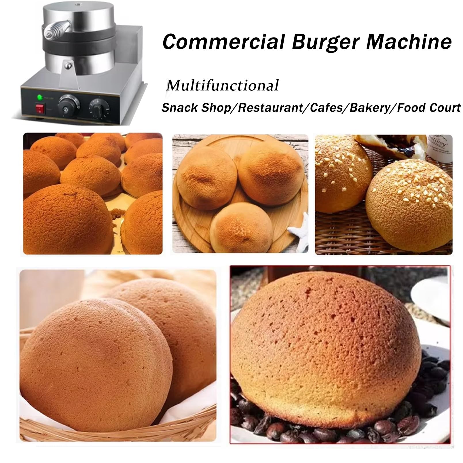 Pressa per hamburger commerciale, UFO Burger Maker 1300W, macchina per panini, pressa per panini antiaderente commerciale, macchina per hamburger, temperatura regolabile da 50 a 300°C per us