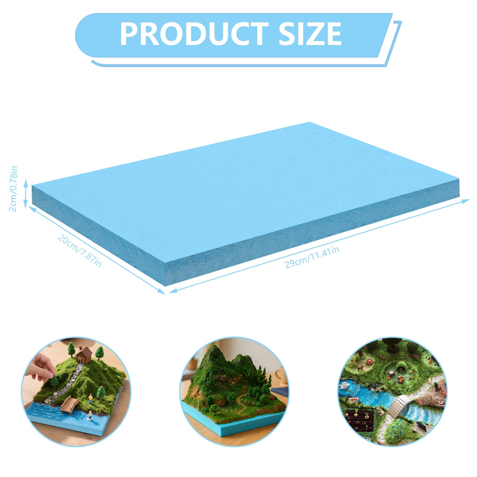 5 Piezas Tableros de Espuma 20mm,Tablero Poliestireno, Espuma de Alta Densidad para Manualidades DIY, Modelismo PaisajíStico (Azul)