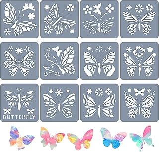 BLMHTWO 12 Pieces Butterfly Stencil Reusable Butterfly Paint Stencils Template Butterfly Animal DIY Craft Plastic Drawing Stencils for Painting on Wood Wall Floor Home Decor Art Painting Stencils - Buy now