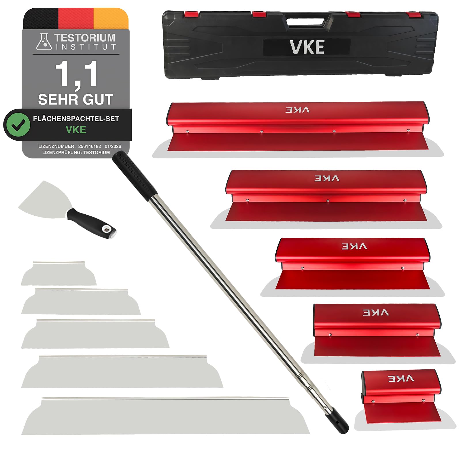VKE Flächenspachtel Set Griff aus Aluminiumlegierung 20/30/35/45/60cm | Ergonomischem Griff Mit Aufbewahrungsbox Mit Teleskopstange Mit Klingenwechsel