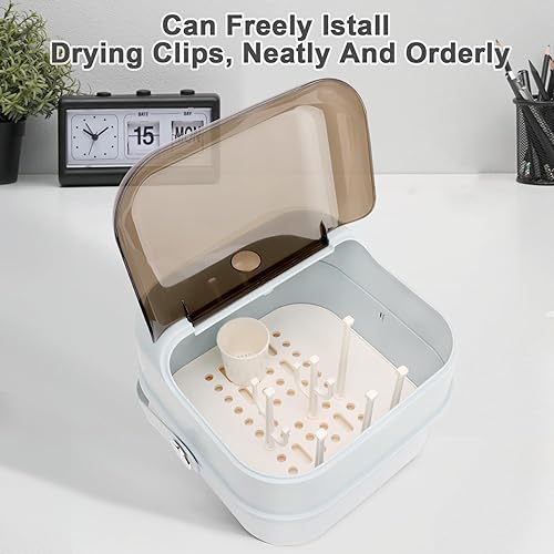 Miniatura 3 de Soporte para biberones, caja de almacenamiento portátil de gran capacidad para botellas de niños pequeños con cubierta de tapa, protección antipolvo