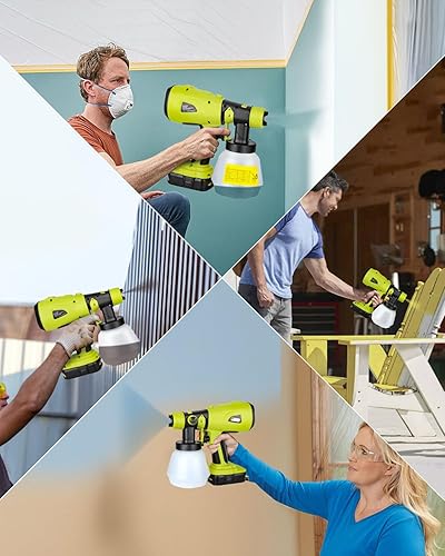 Miniatura 7 de Rociador de pintura inalámbrico para batería Ryobi de 18 V, pistola pulverizadora de pintura HVLP de 200 W para armarios, paredes, muebles, pintura