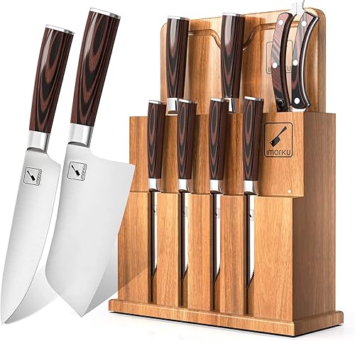 Miniatura 1 de imarku Juego de cuchillos con bloque tabla de cortar y cuchilla juego de cuchillos de cocina de acero inoxidable con afilador juegos de cuchillos de