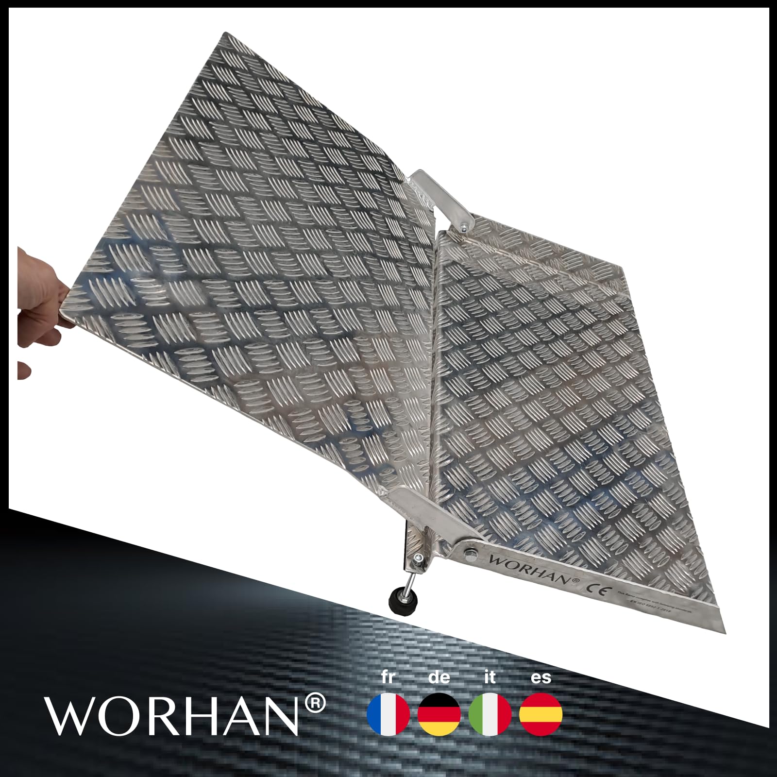 Rampe de Seuil 300kg Rigide pour Fauteuil Roulant Chargement Plateforme Hauteur Variable Réglable Surface Antidérapante Aluminium Anodisé TR87