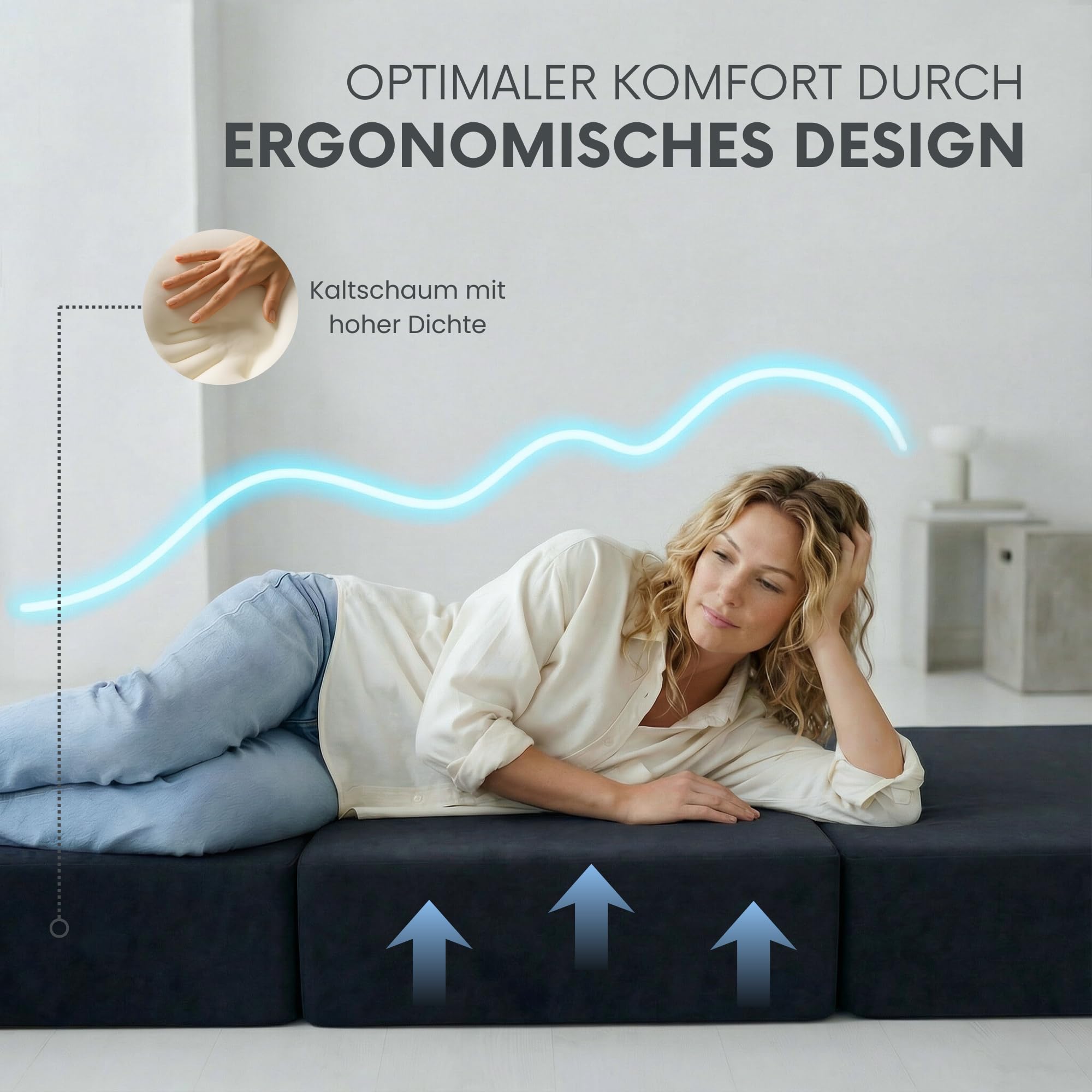 KLEO® Duo Premium Klappmatratze wendbar [H2 & H3] 2 Härtegrade, Gästebett klappbar | extra Dicke Faltmatratze, ergonomische Gästematratze (75x195x15cm)