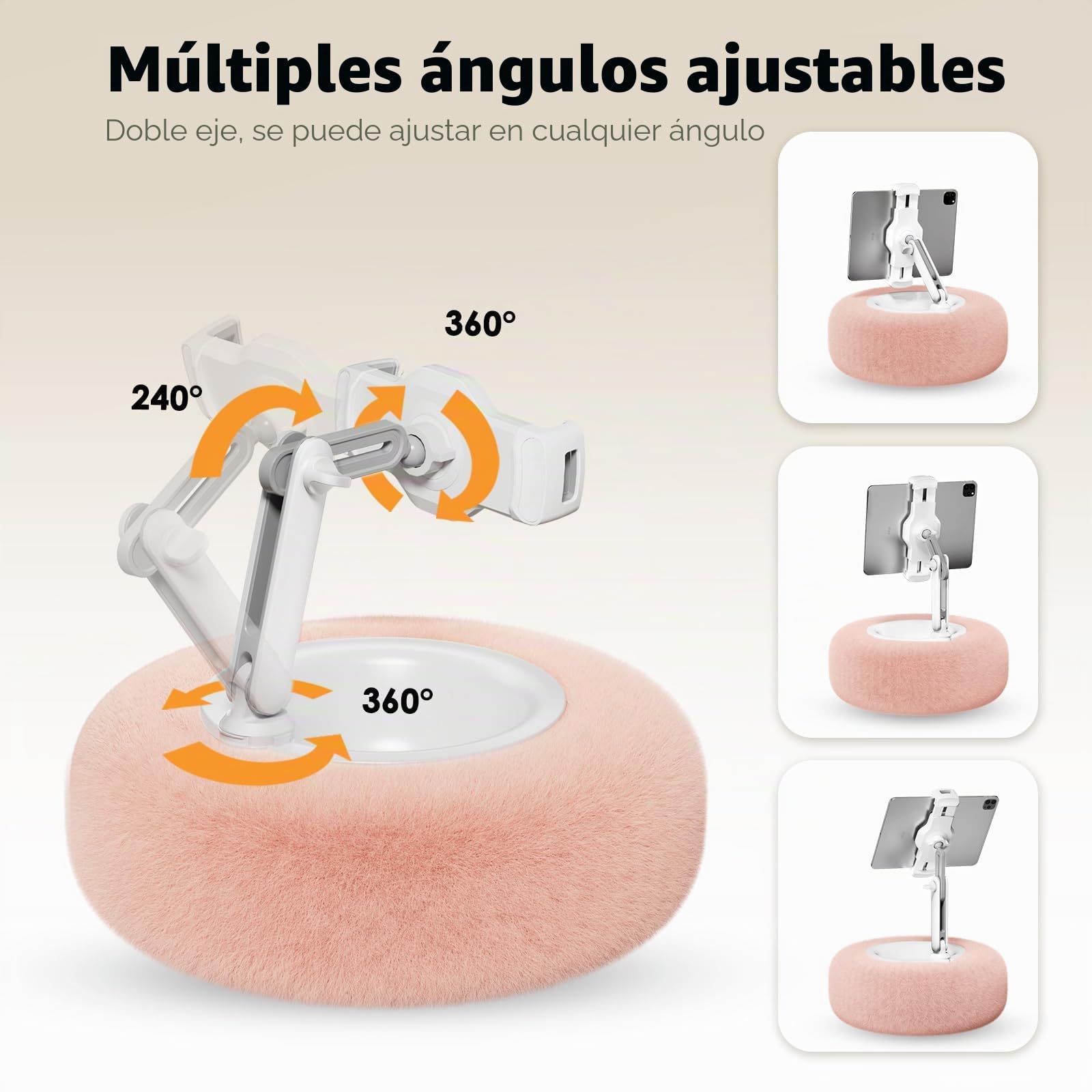 SupeDesk Soporte de tableta para cama/sofá, almohada para tableta, cuenco de aperitivos/almacenamiento, altura ajustable para teléfono
