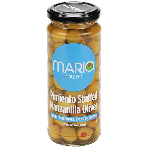 Mario Camacho Foods Manzanilla rellena de pimiento, 7.0 onzas líquidas (el embalaje puede variar)