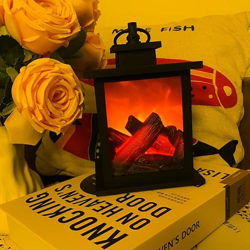 Vista 11 de Luces de chimenea, linterna de chimenea de imagen LED con llama USB/batería, luz de fuego sin llama para decoración del hogar, adornos de Navidad