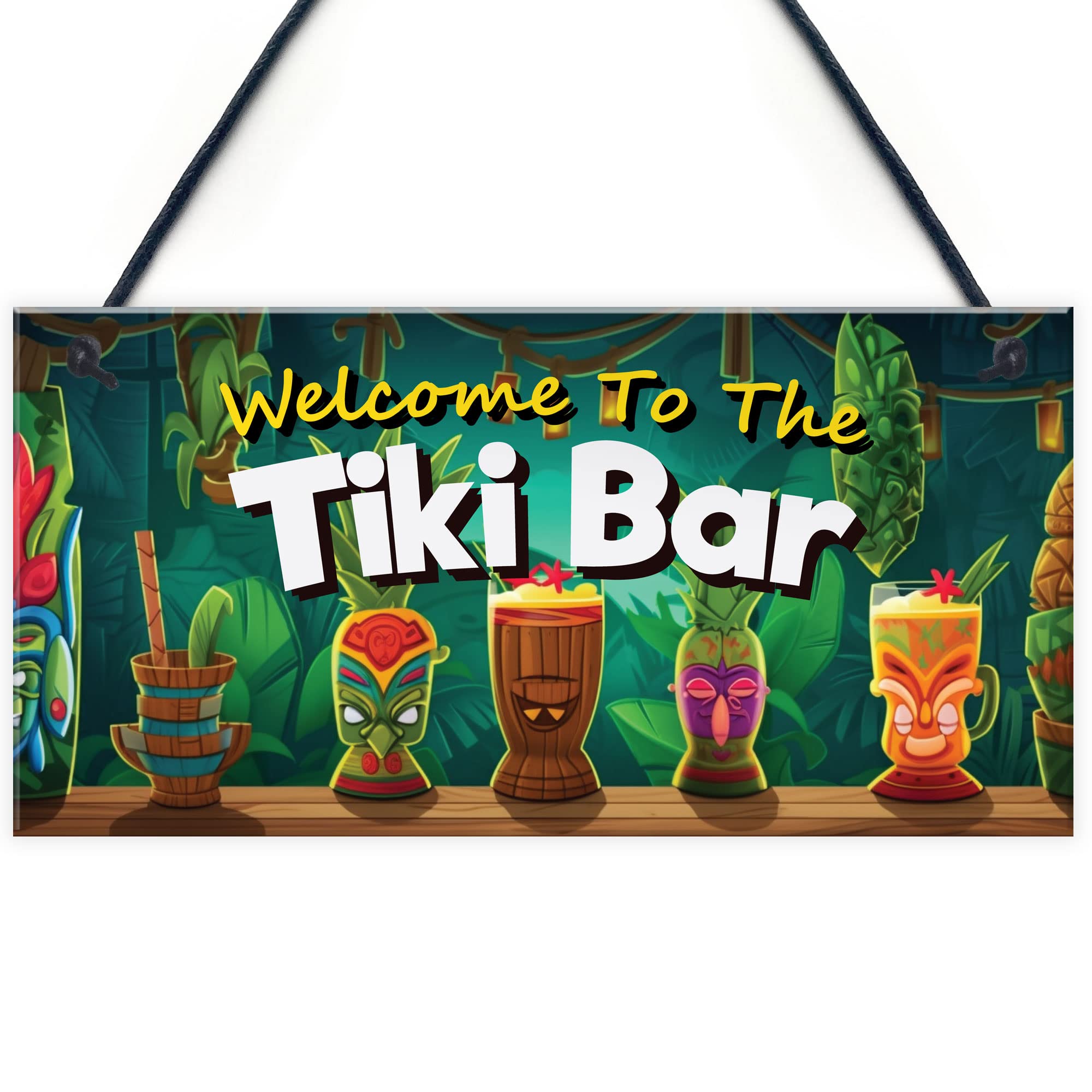 RED OCEAN Tiki Bar Welcome Hanging Bar Pub Plaque Beer Cocktails Beach Decoration Sign Friendship Gift