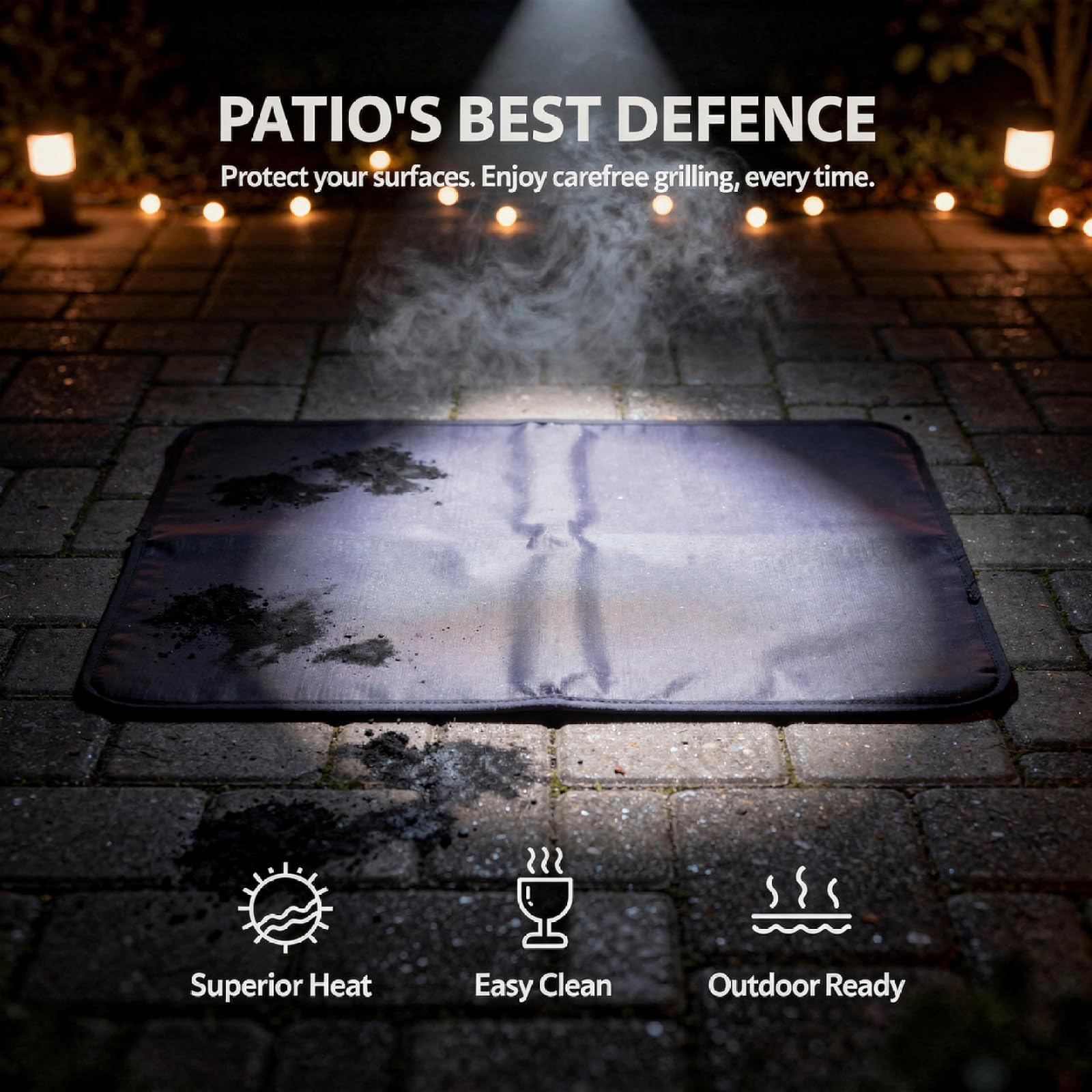 Mata pod grill, mata do paleniska na kemping, silikonowa podkładka ognioodporna z włókna szklanego, czarna, odporna na wysoką temperaturę, do grilla