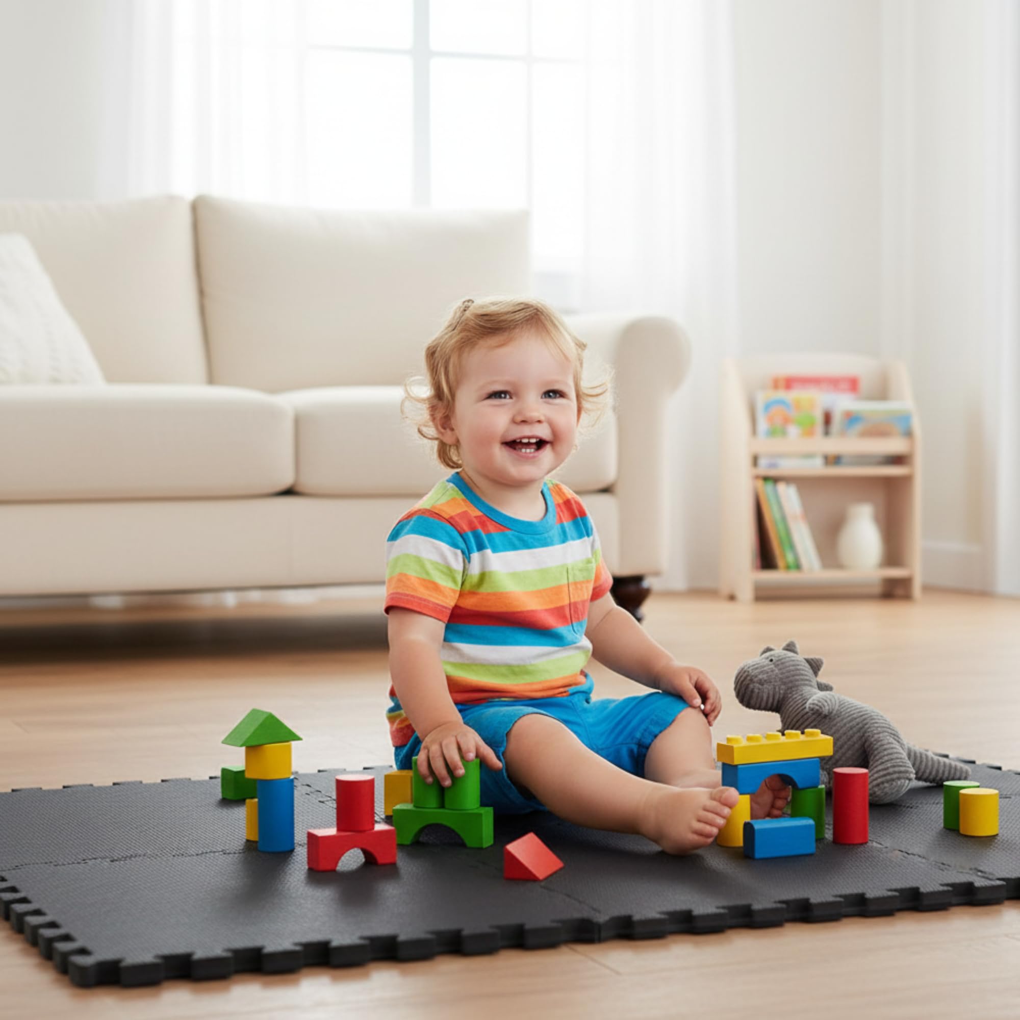 Large Interlocking Floor Mats Soft Foam EVA Safe Baby Crawling Jigsaw Kids Play Tiles 30x30cm | Mat Gym Flooring Mat - Size 30x30cm (18 Mats)