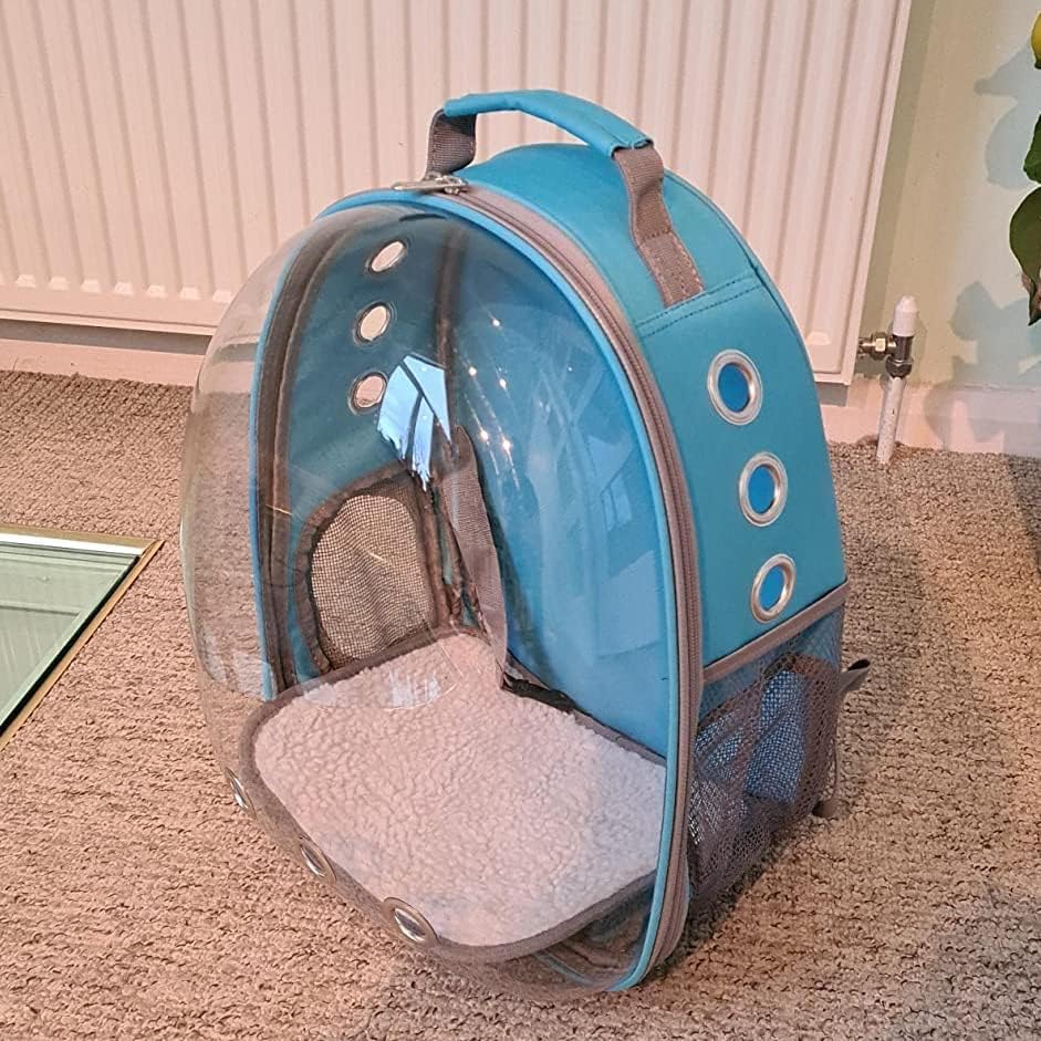 Image of The Pets Company Transparent Capsule Breathable Airline-Approved, Ventilate Carrier Backpack for Travel, Hiking and Outdoor for Cats & Kittens - Sky Blue