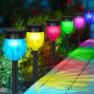 LED Solar Light Outdoor, SMY 6 Packs Solar Pathway Lights with 7 Color Changing Waterproof IP65, Auto On/Off Outdoor Solar Landscape Lights/Pathway Lights for Lawn, Back Yard and Walkway