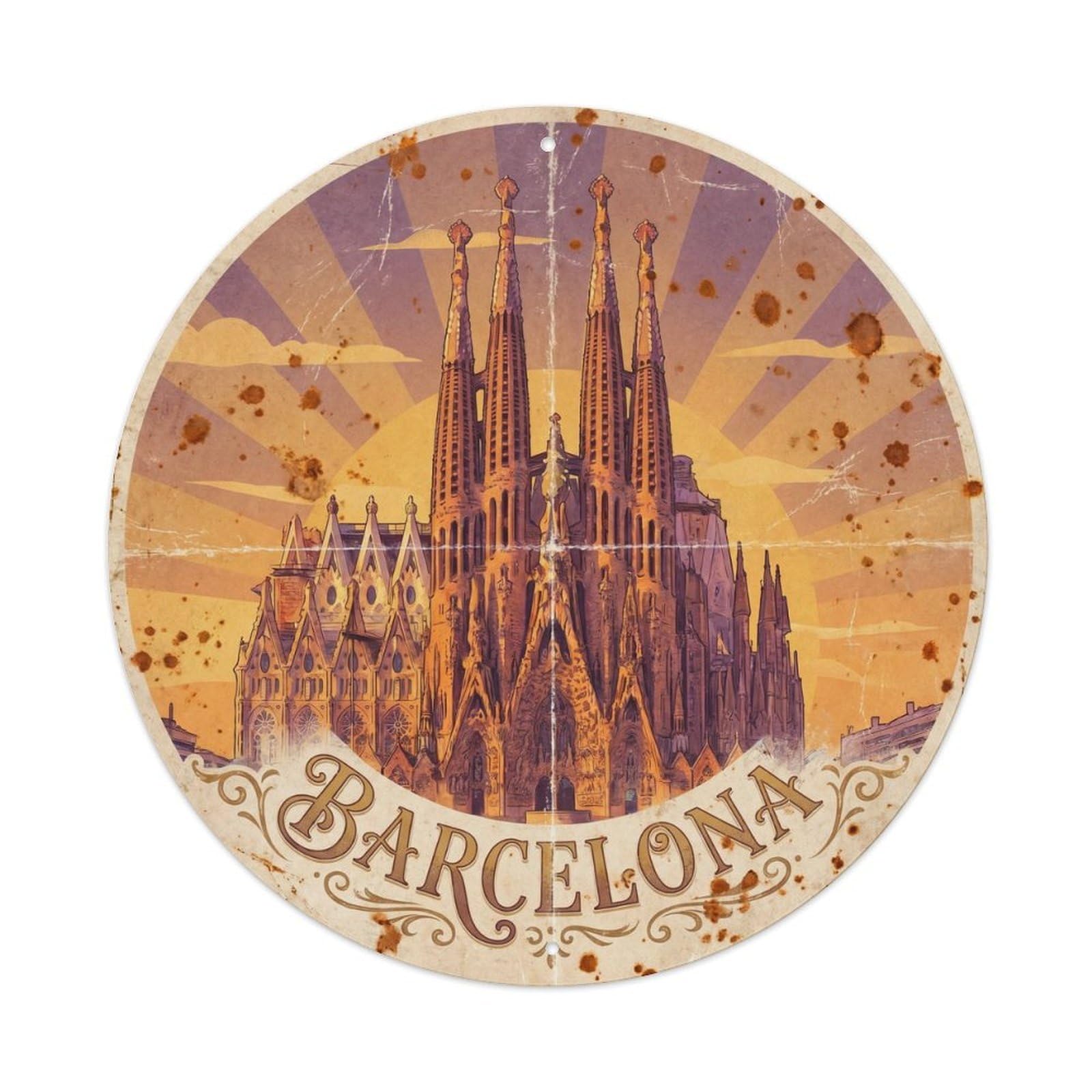 Vintage Travel Barcelona Sagrada Familia 2 Metal Tin Sign Plaque