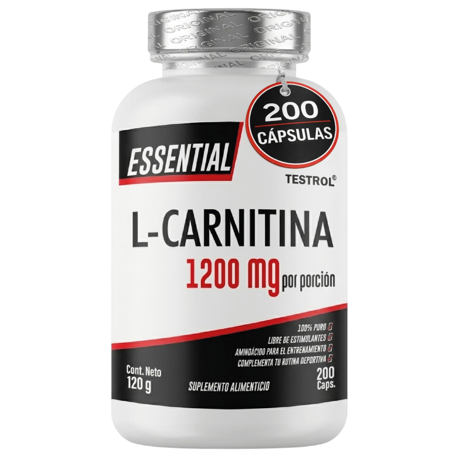 Carnitina Essential 1200mg por porción, L Carnitina Tartrato libre de  Estimulantes para Hombre y Mujer, Calidad Premium | Testrol L-Carnitina  Essential