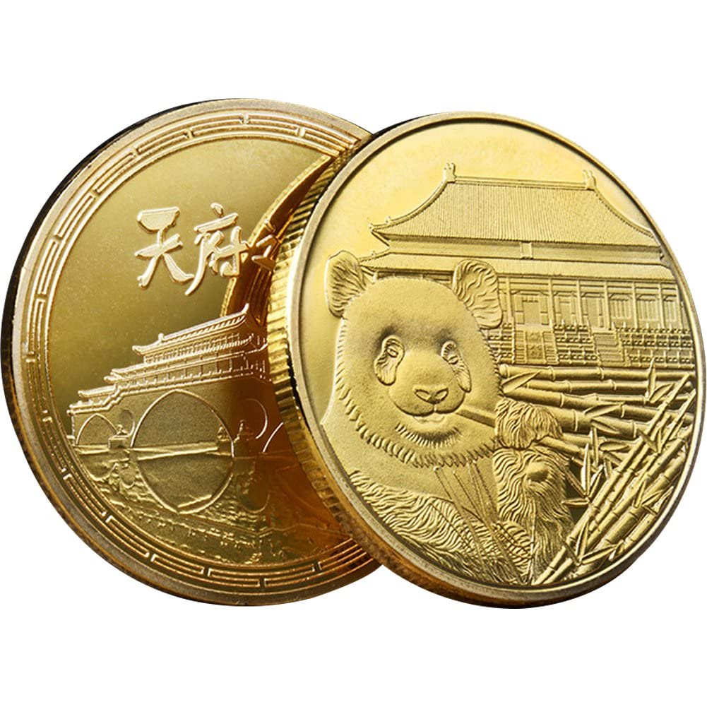 Danlai Gold Chinese Embossed Panda Commemorative Coin Traditional Lucky Silver Foil Coin Protective Art Collectable Gift