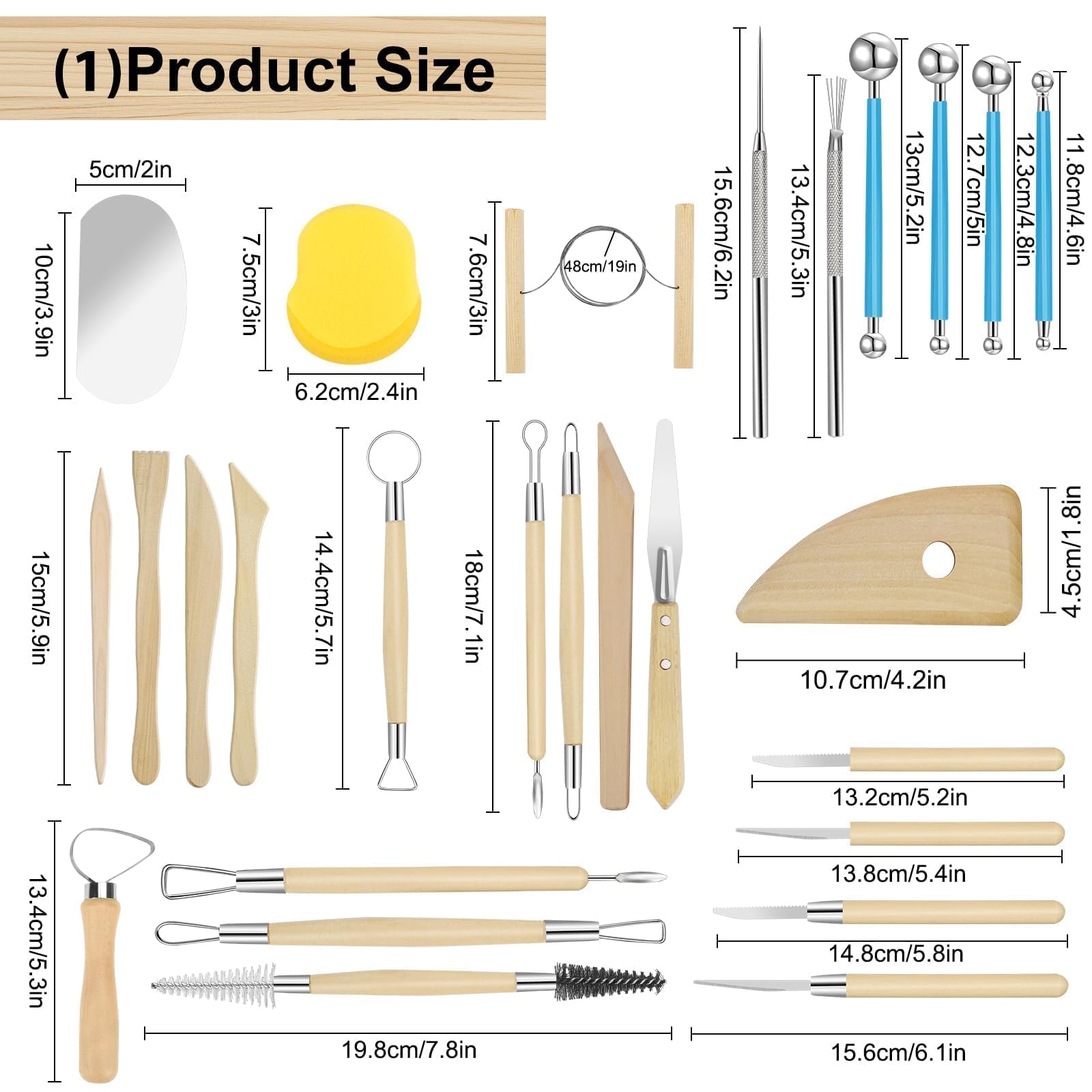 EEEKit 52PCS Polymer Clay Sculpting Tools, Ceramic Clay Tools Kit, Pottery Carving Tool for Modeling Engraving, Embossing, Shaping - Image 3