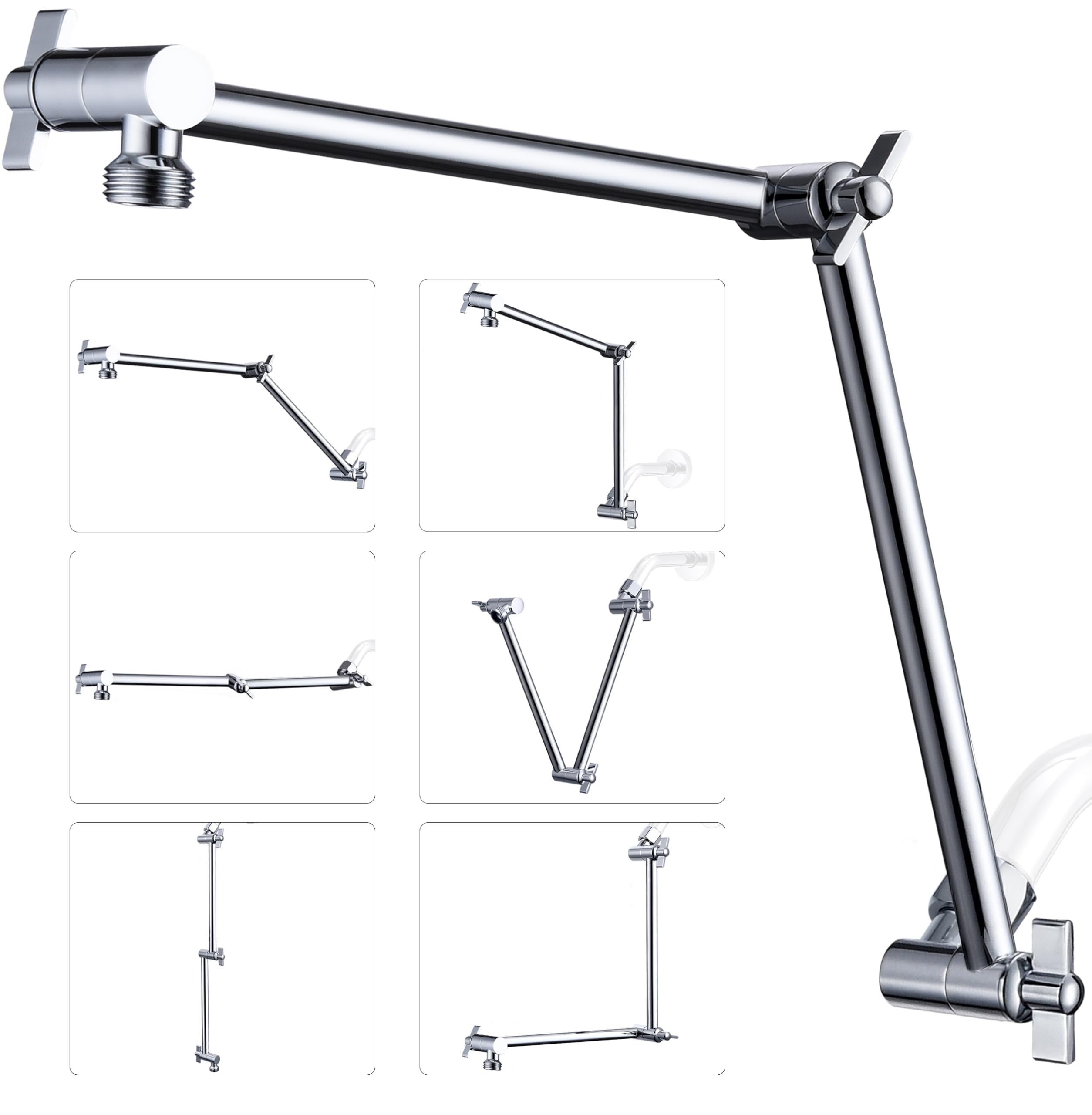 G-Promise 18 Inch Solid Brass Shower Head Extension Arm (Chrome)