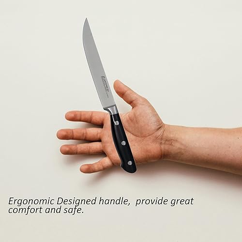 Miniatura 3 de MATTSTONE HILL - Cuchillo utilitario de cocina de 5.5 pulgadas, cuchillo de preparación, acero alemán, mango de triple remache, color negro