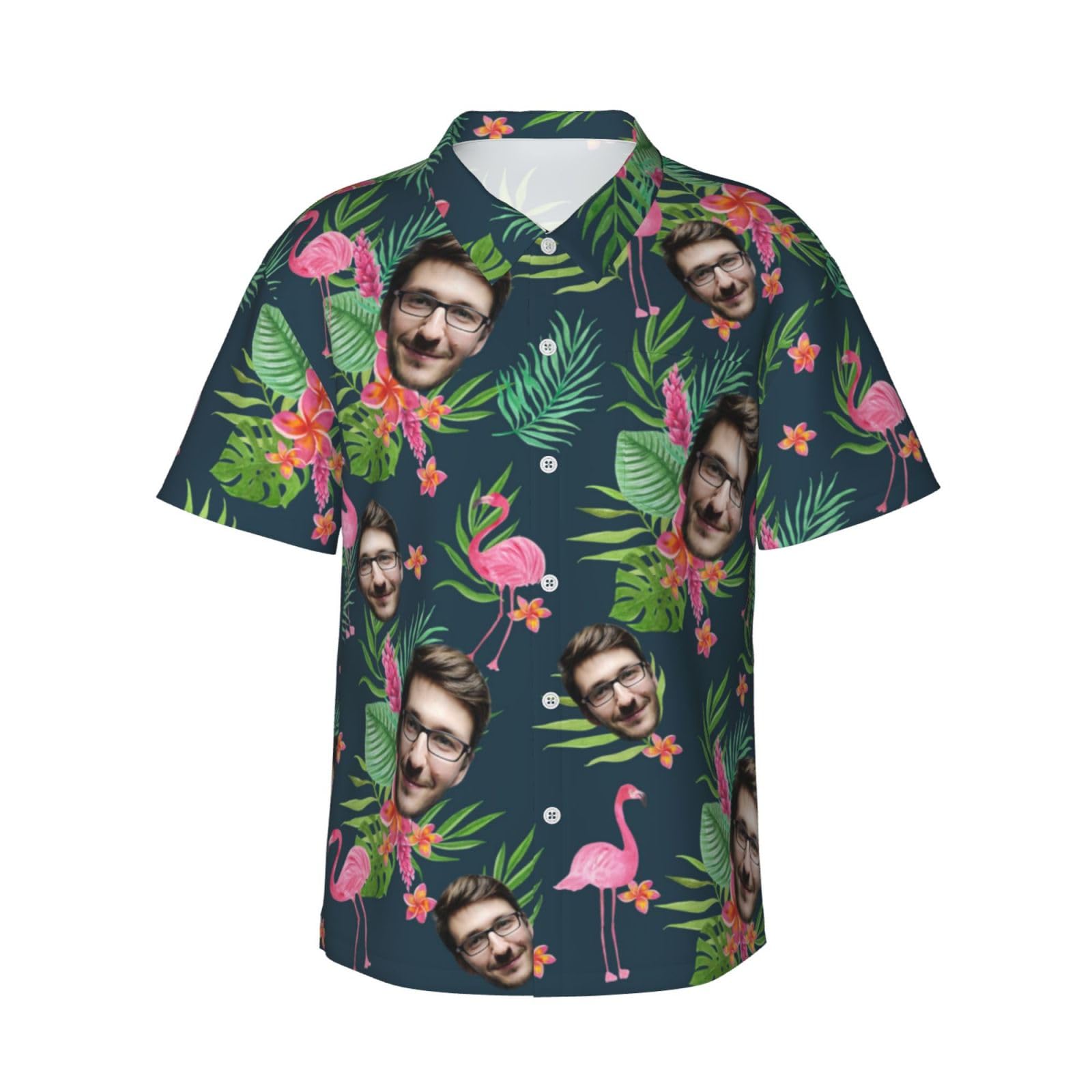 Naispanda Camisas Hawaianas Personalizadas para Hombre, Camisas Hawaianas con Cara de Foto Personalizada para Hombres, Camisas con Fotos Personalizadas, Camisas de Manga Corta con Botones para Hombres
