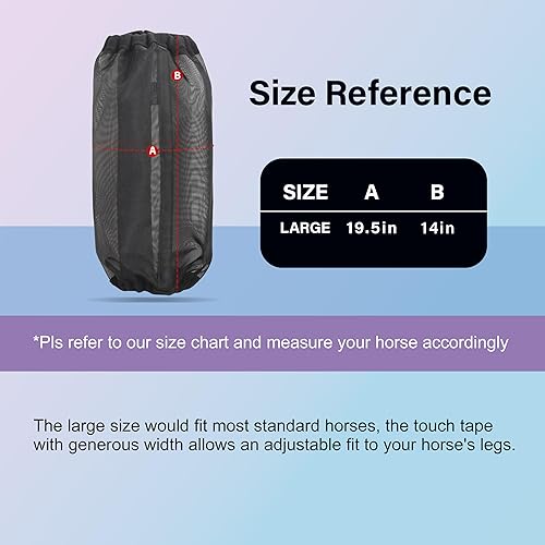 Equine Protective Mesh Leggings & Fly Boots Breathable UV Protection, Non-Slip Fit, Set of 4 (Black)