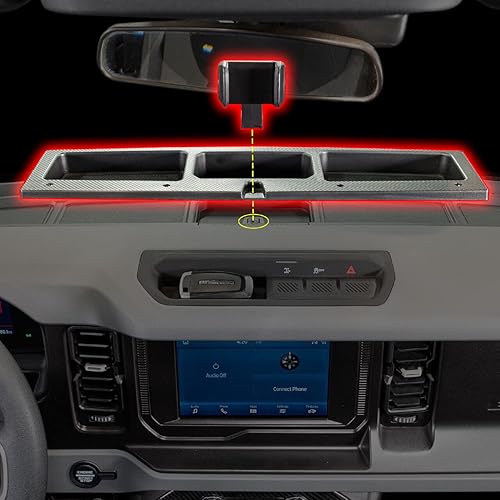 Miniatura 3 de IAG I-Line - Organizador de tablero con soporte para teléfono para Ford Bronco 2021+ 2/4 puertas (no es compatible con el sistema de sonido B&O que