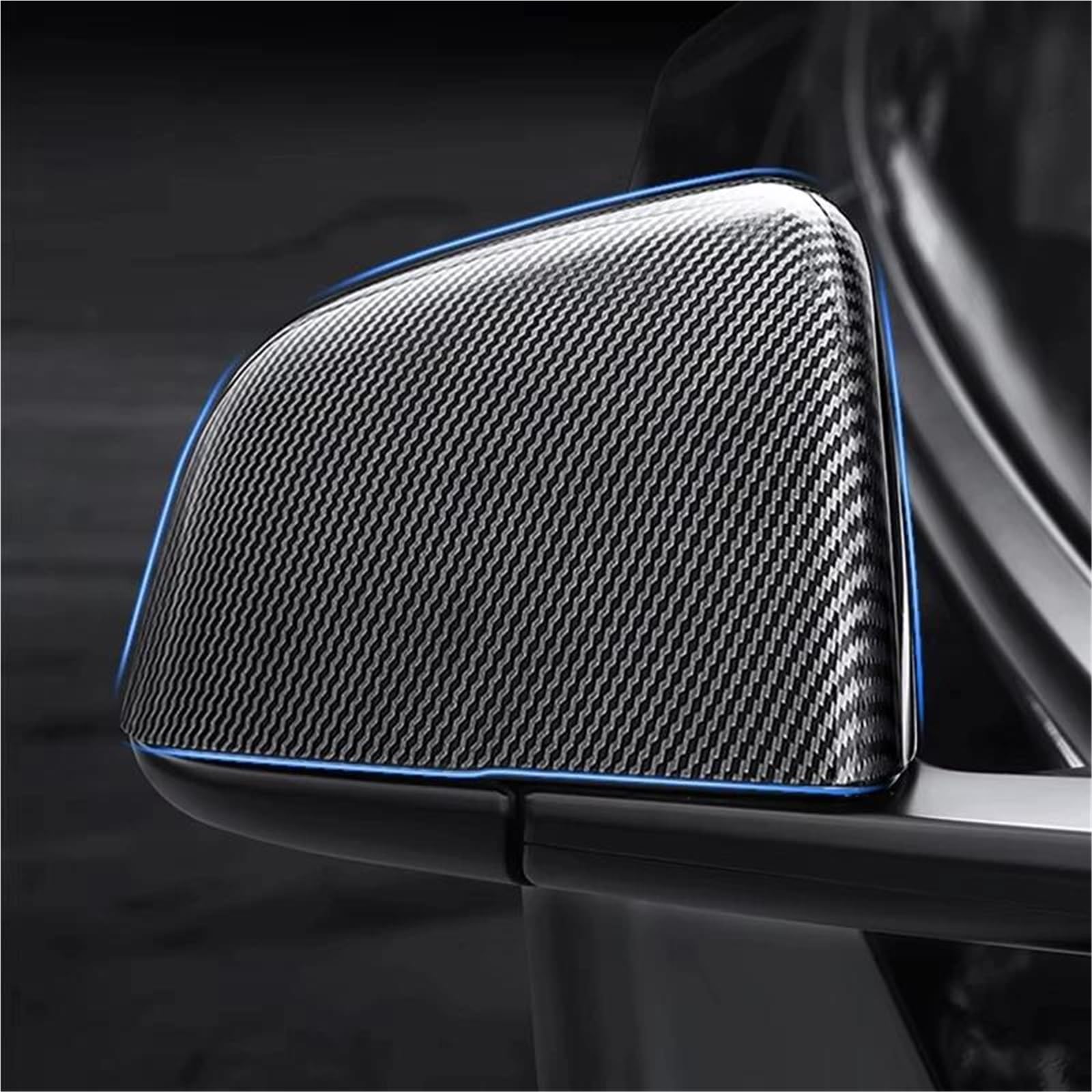 Tapa Cubierta Espejo Retrovisor Para Tesla Para Model 3 Para Highland ABS Espejo Retrovisor Carcasa Decorativa Accesorios Exteriores Coche Cubierta Fibra Carbono(1Matt Carbon)